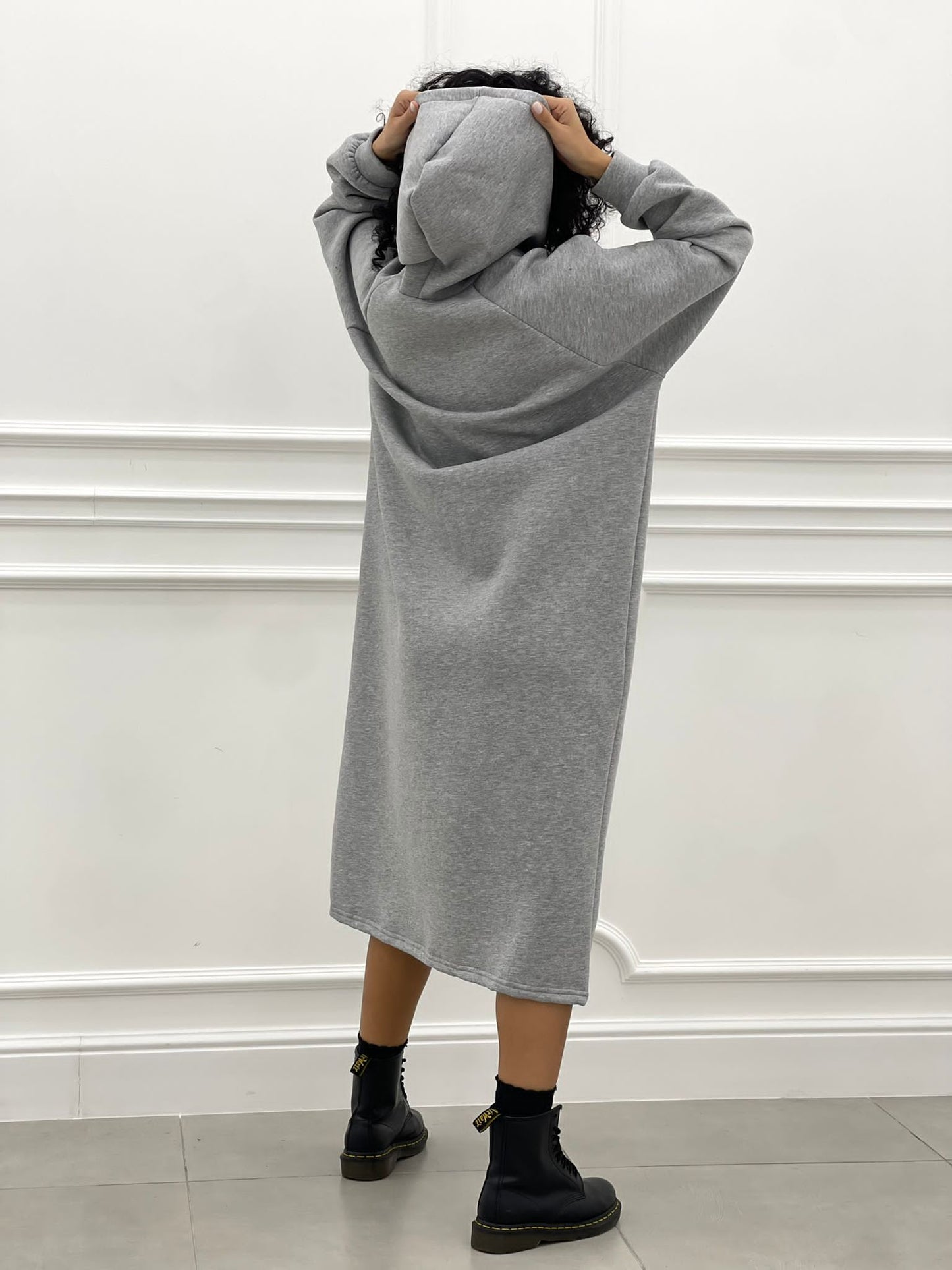 VESTITO FELPA OVER CON CAPPUCCIO