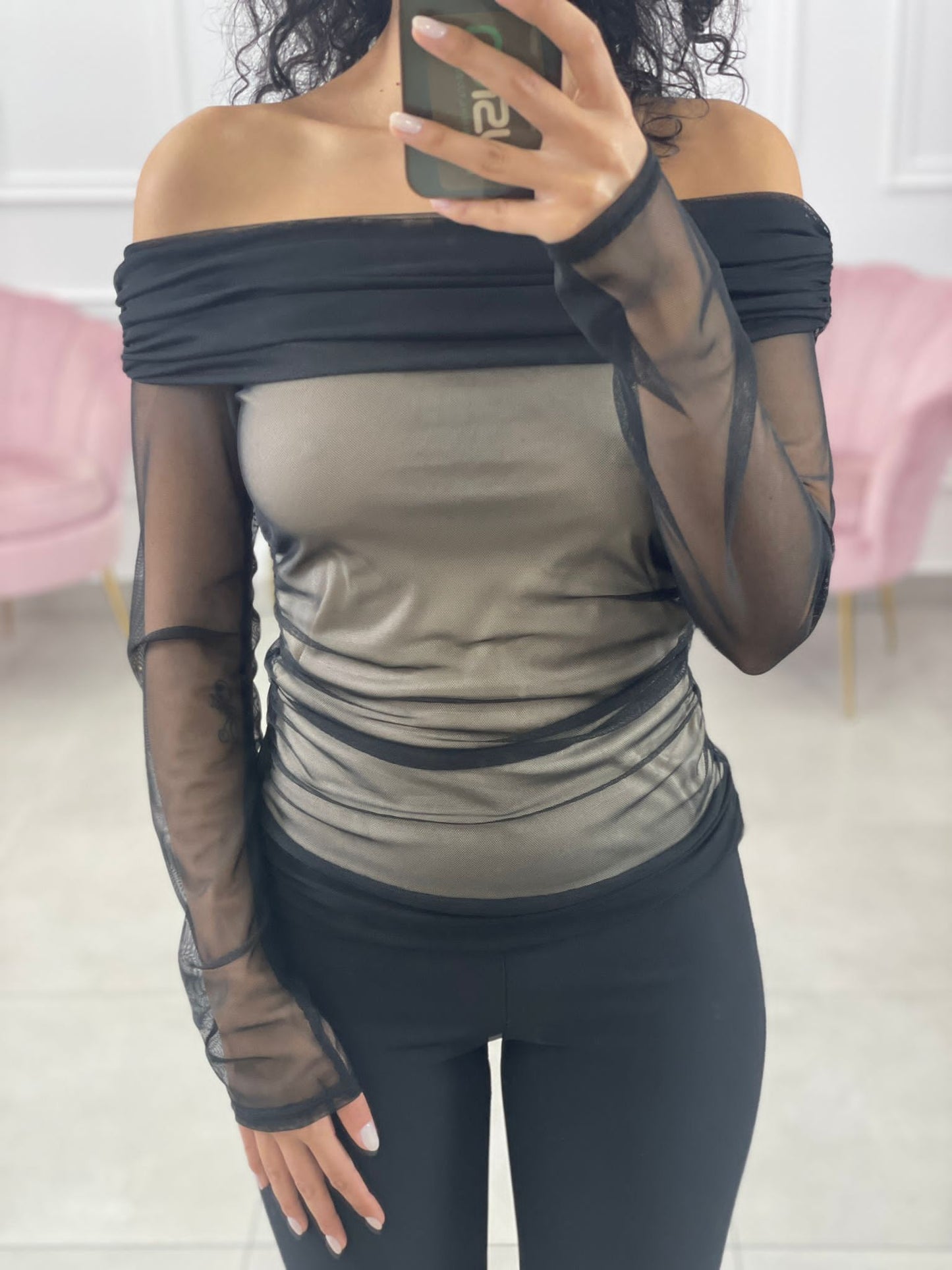 MAGLIA TULLE SCOLLO BARCA