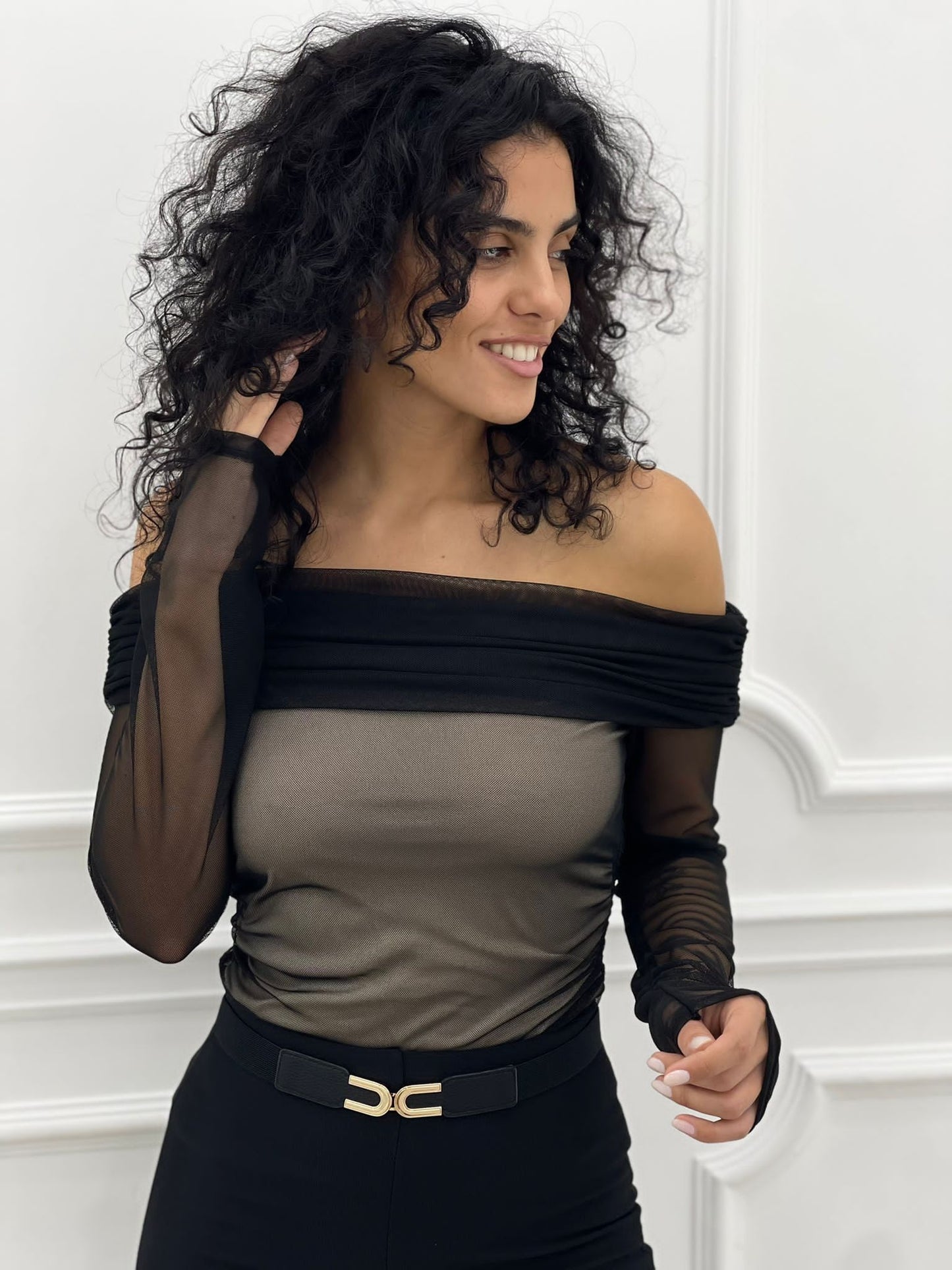 MAGLIA TULLE SCOLLO BARCA