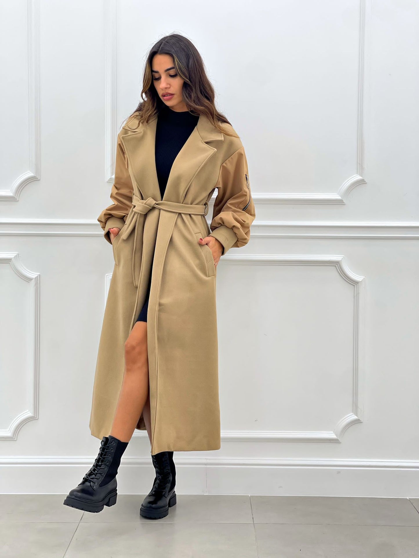 CAPPOTTO IN PANNO CON MANICA BOMBER
