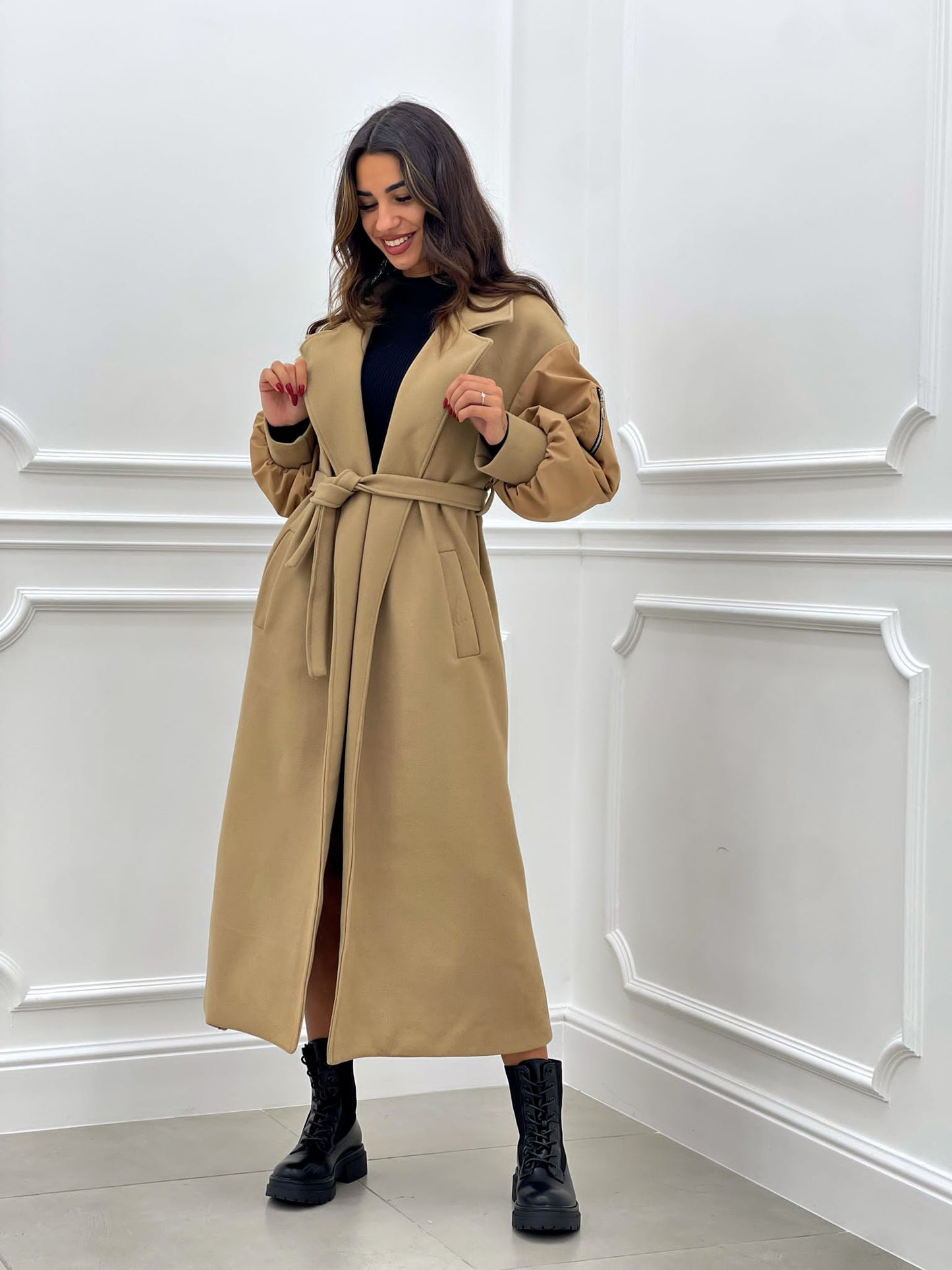 CAPPOTTO IN PANNO CON MANICA BOMBER