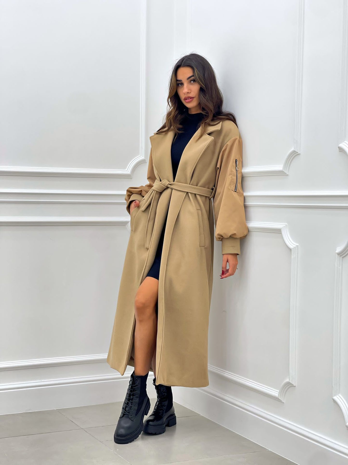 CAPPOTTO IN PANNO CON MANICA BOMBER