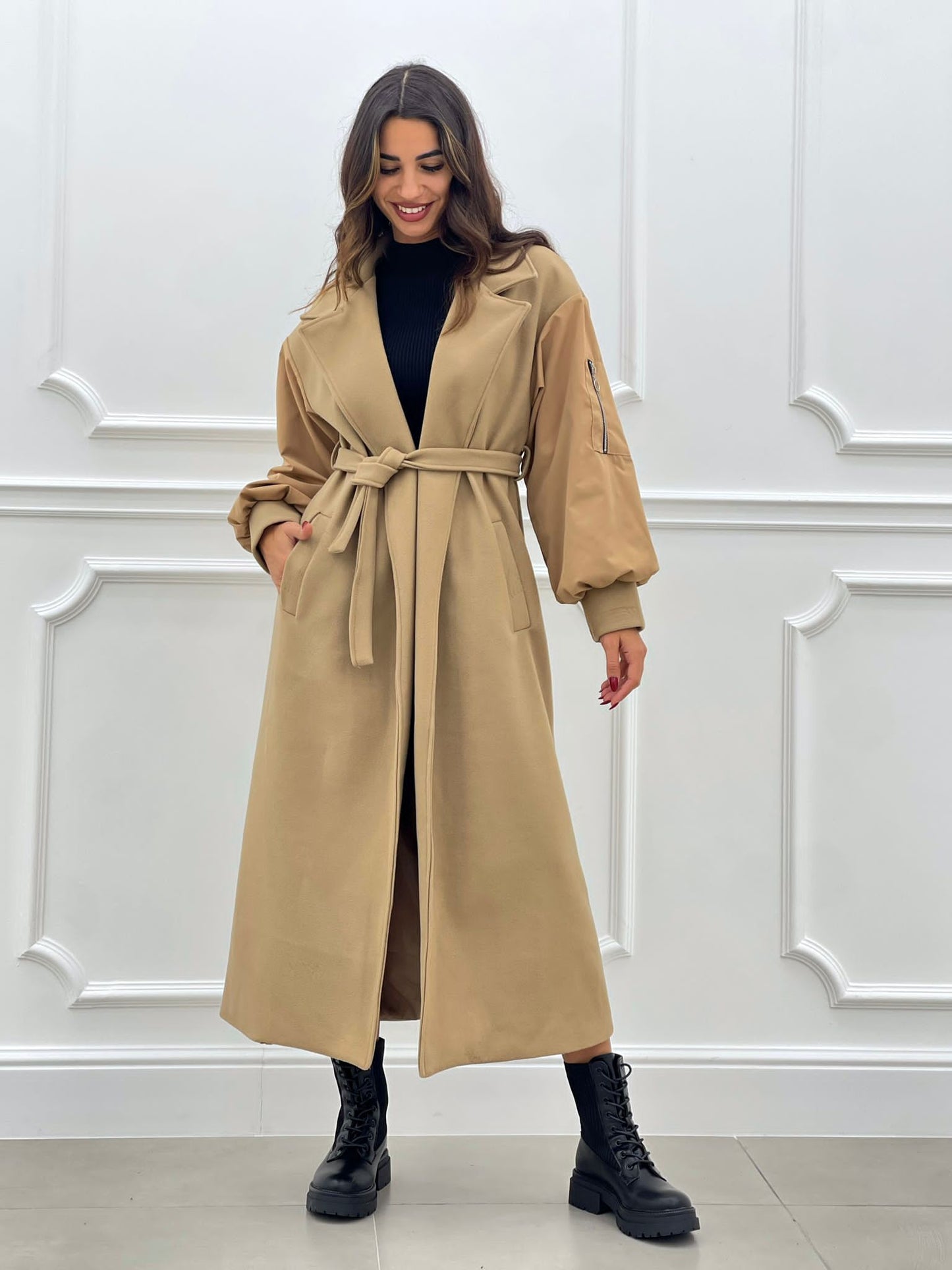 CAPPOTTO IN PANNO CON MANICA BOMBER