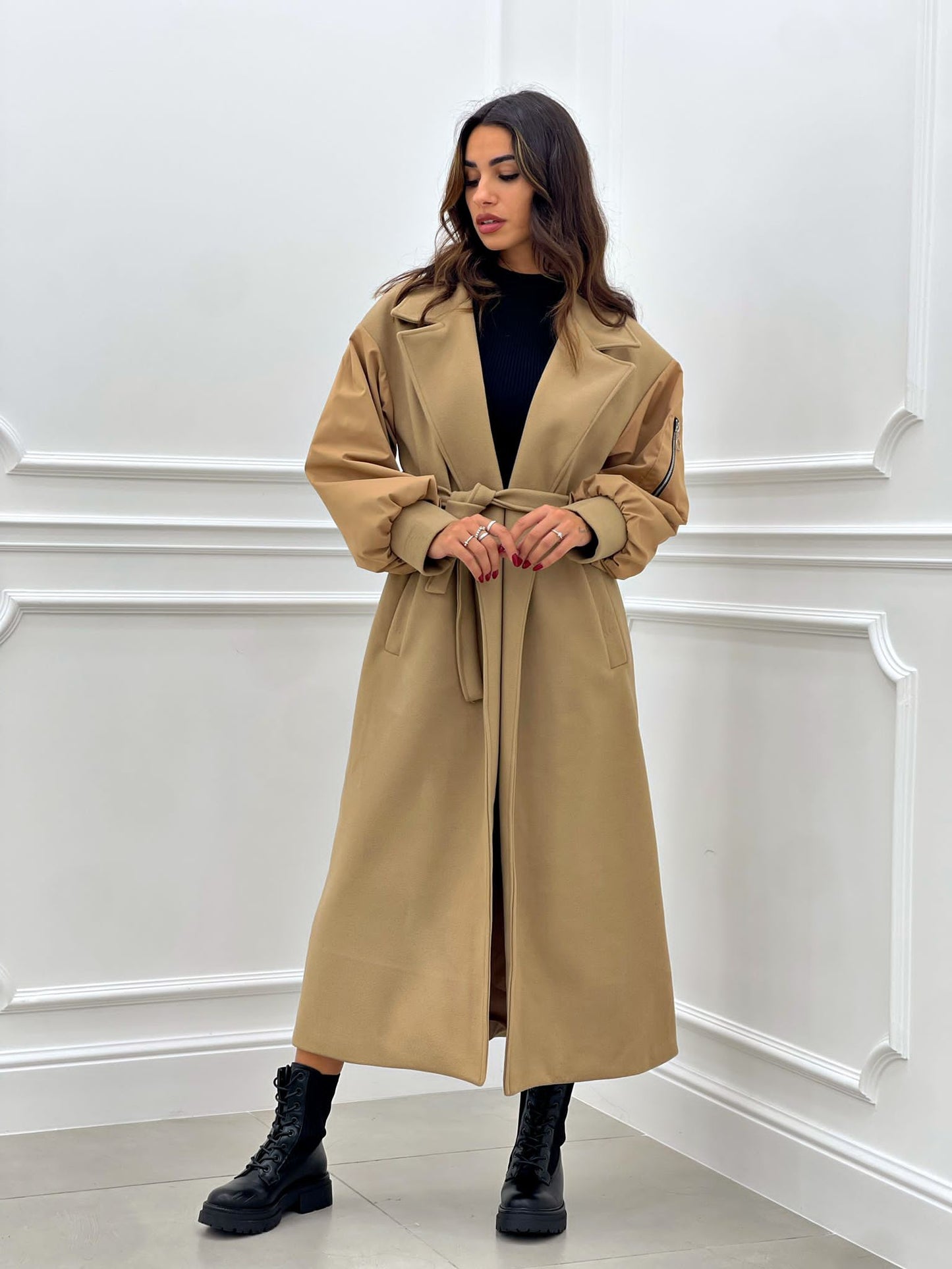 CAPPOTTO IN PANNO CON MANICA BOMBER