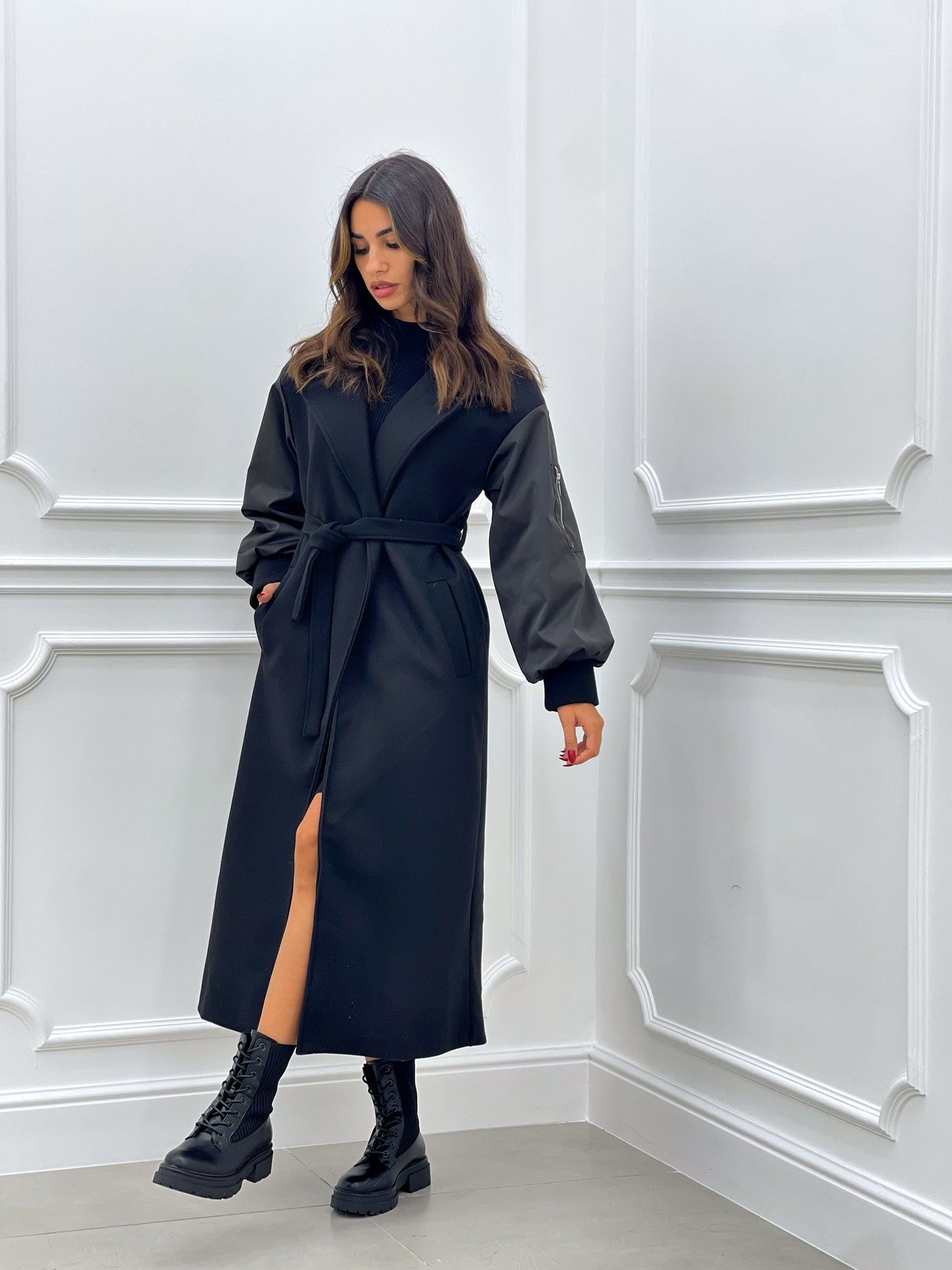 CAPPOTTO IN PANNO CON MANICA BOMBER