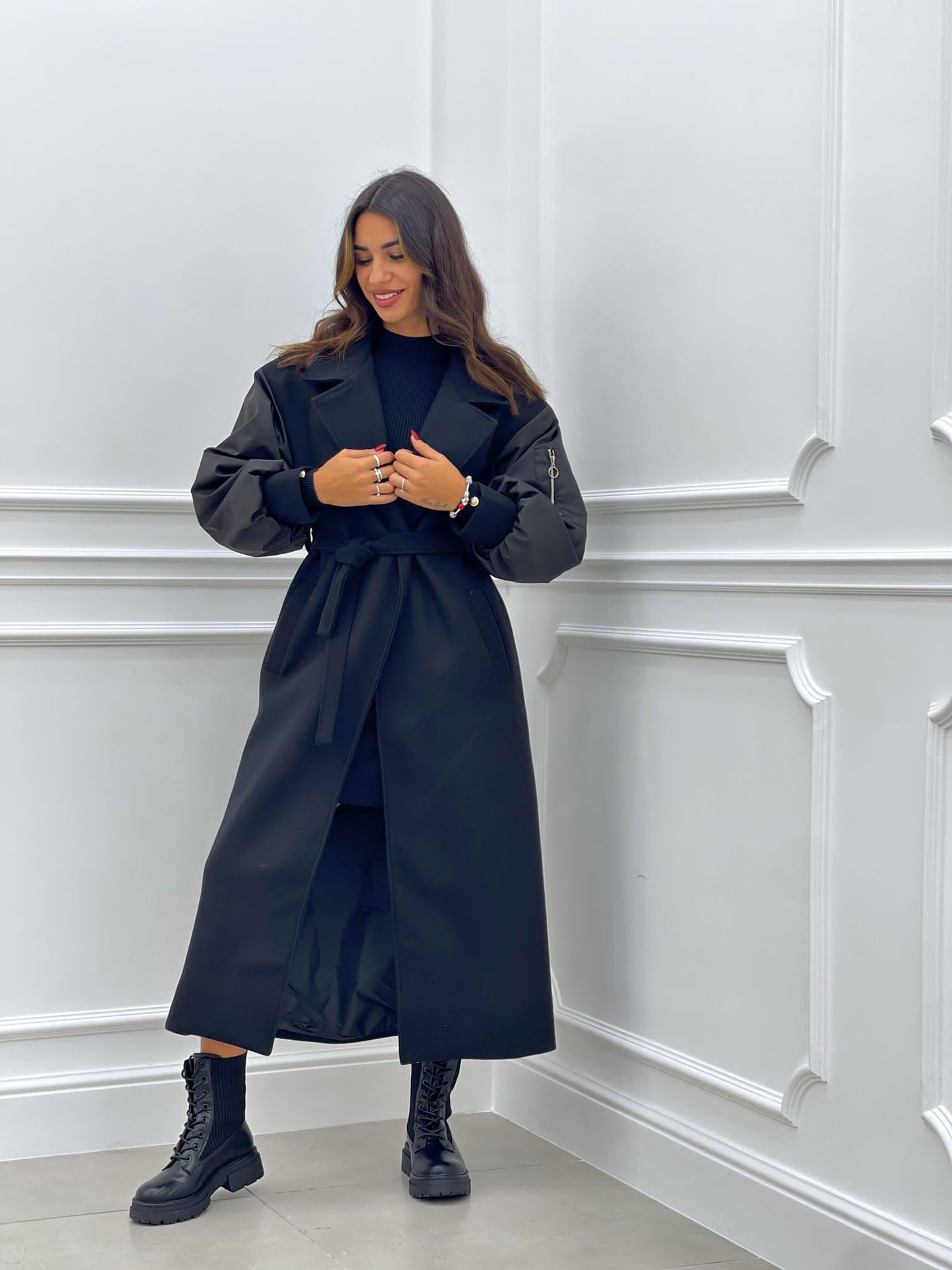 CAPPOTTO IN PANNO CON MANICA BOMBER