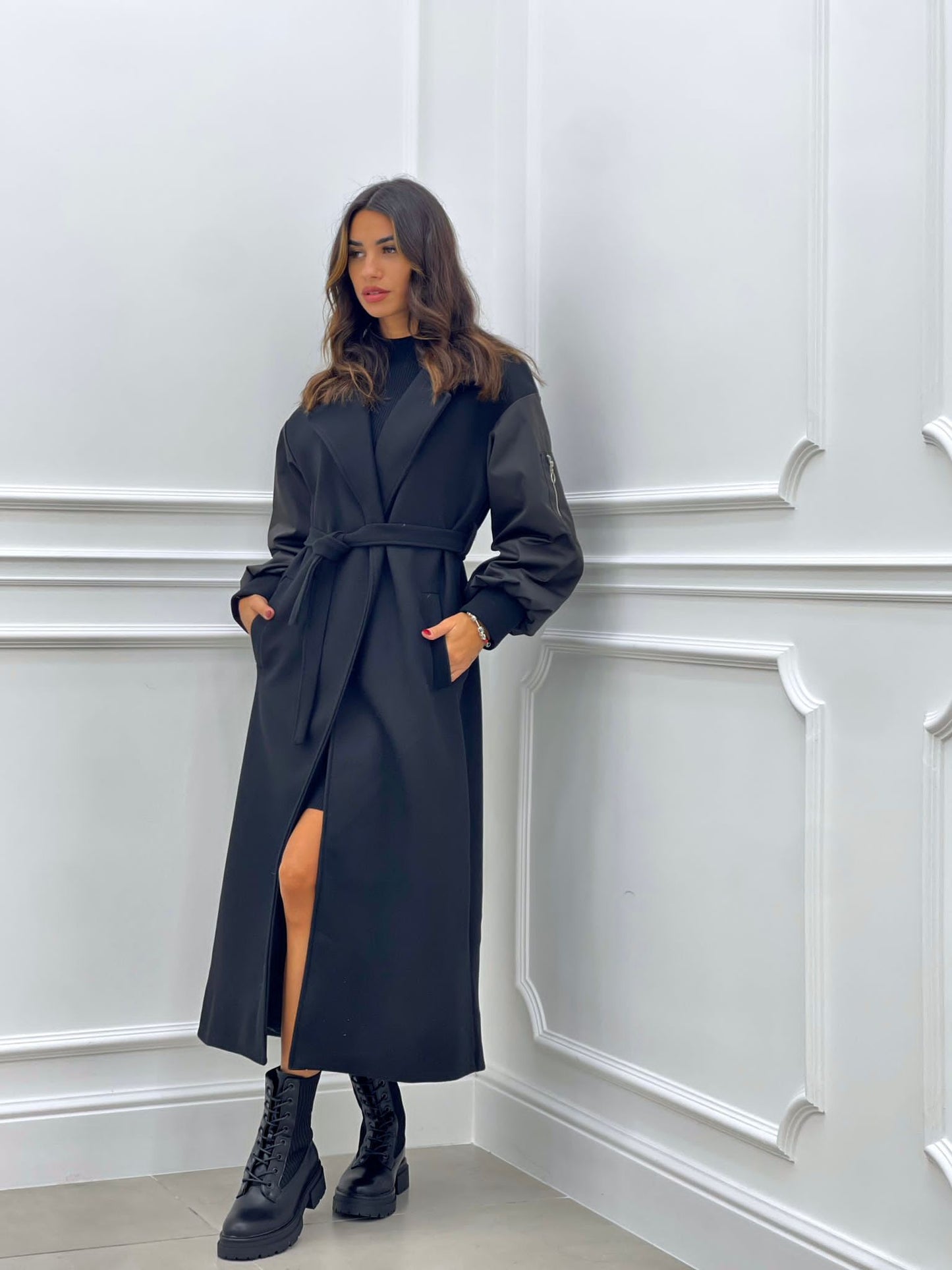 CAPPOTTO IN PANNO CON MANICA BOMBER