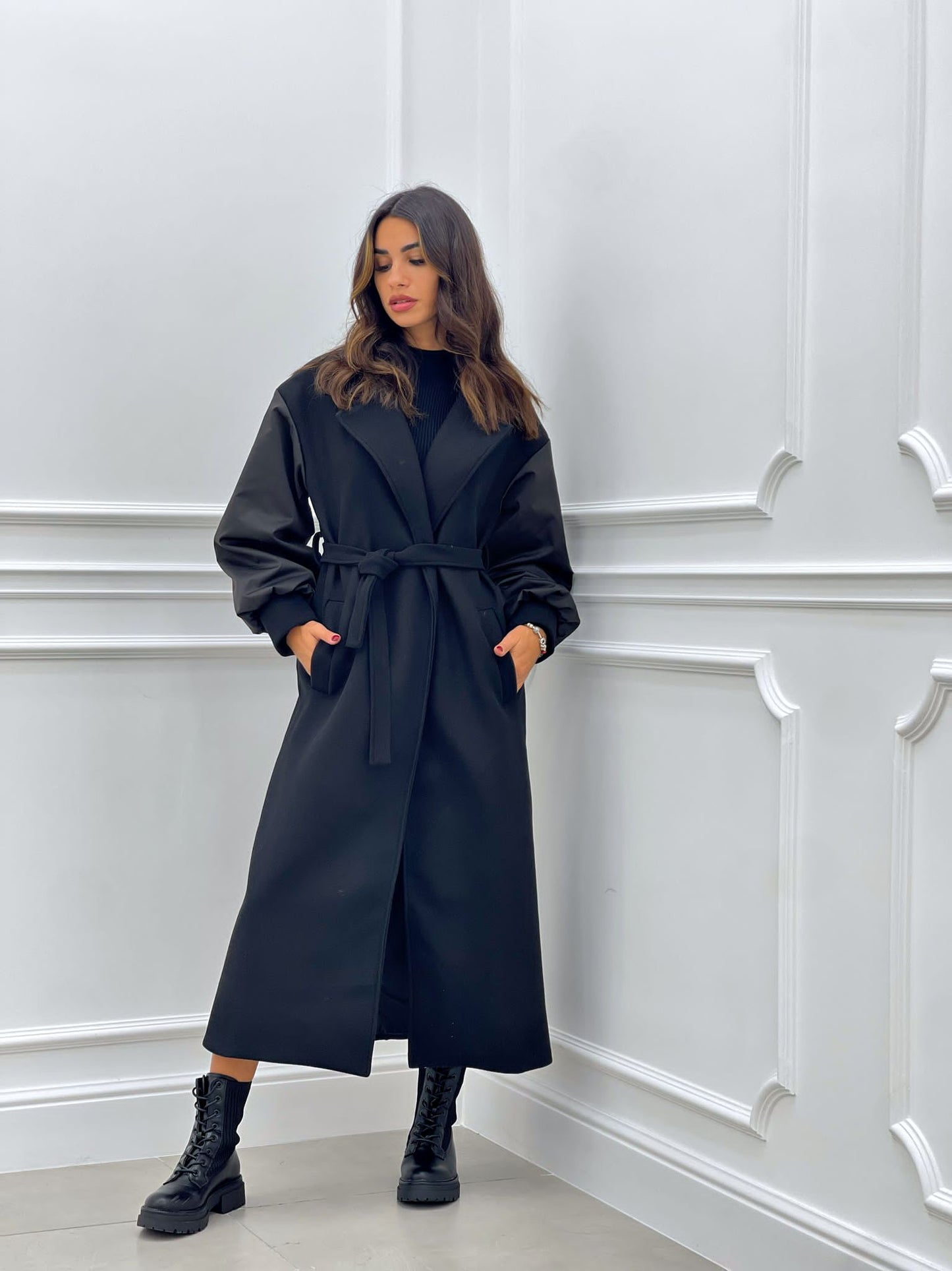 CAPPOTTO IN PANNO CON MANICA BOMBER