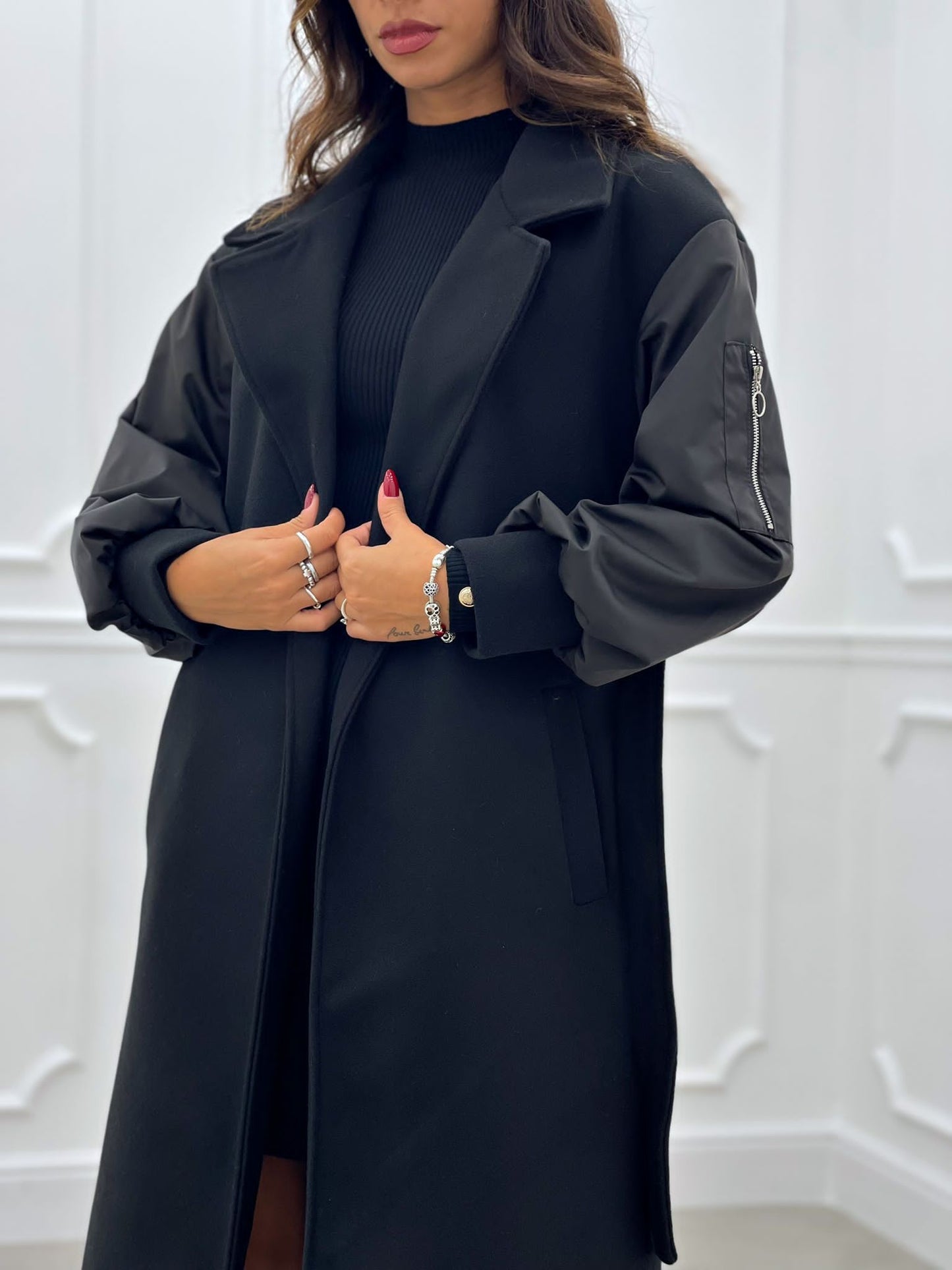 CAPPOTTO IN PANNO CON MANICA BOMBER