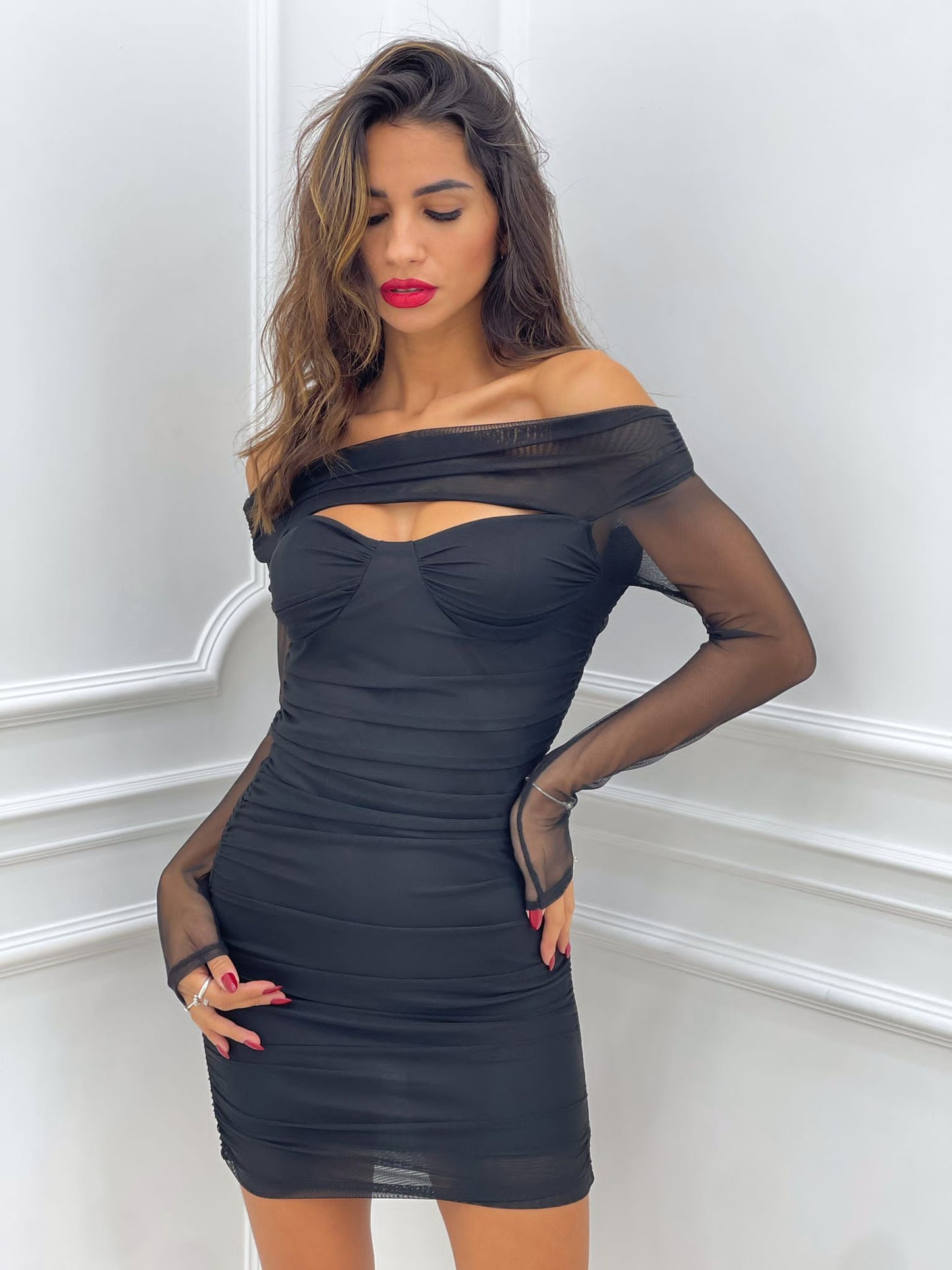 VESTITO TULLE DRAPPEGGIATO