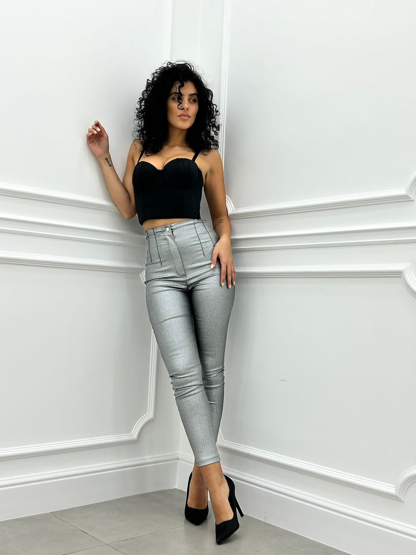 PANTALONE EFFETTO METALLIZZATO