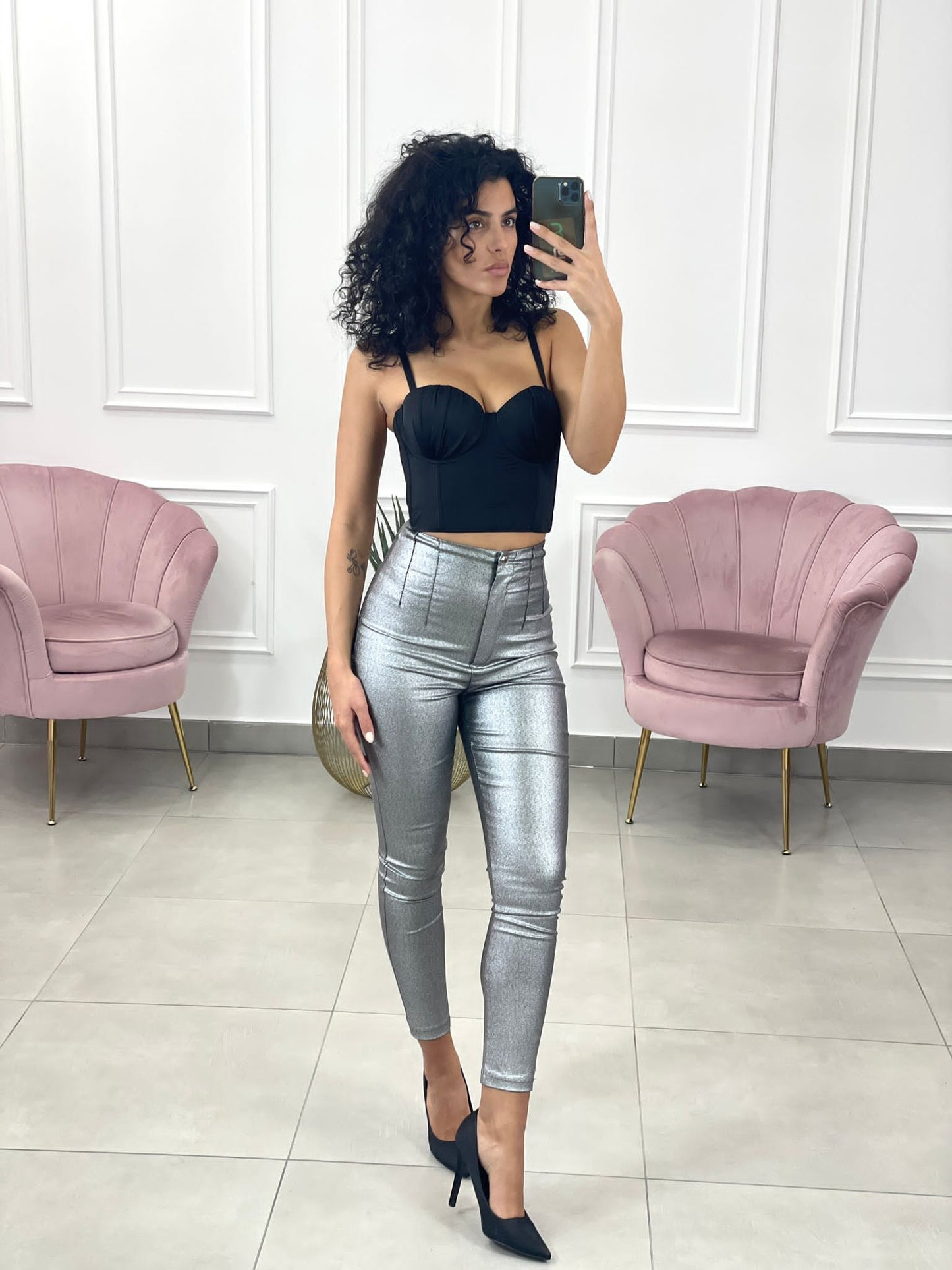 PANTALONE EFFETTO METALLIZZATO