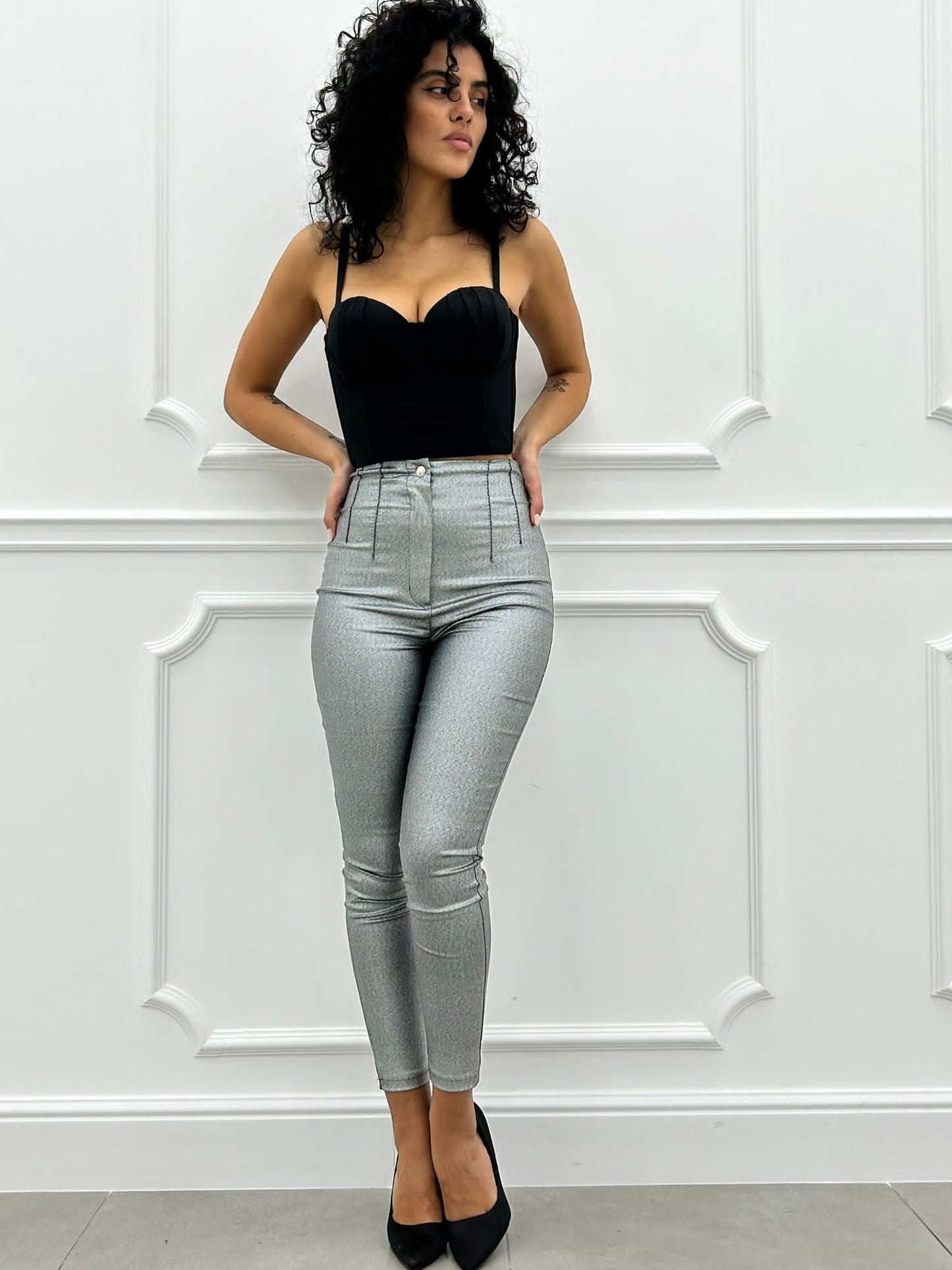 PANTALONE EFFETTO METALLIZZATO