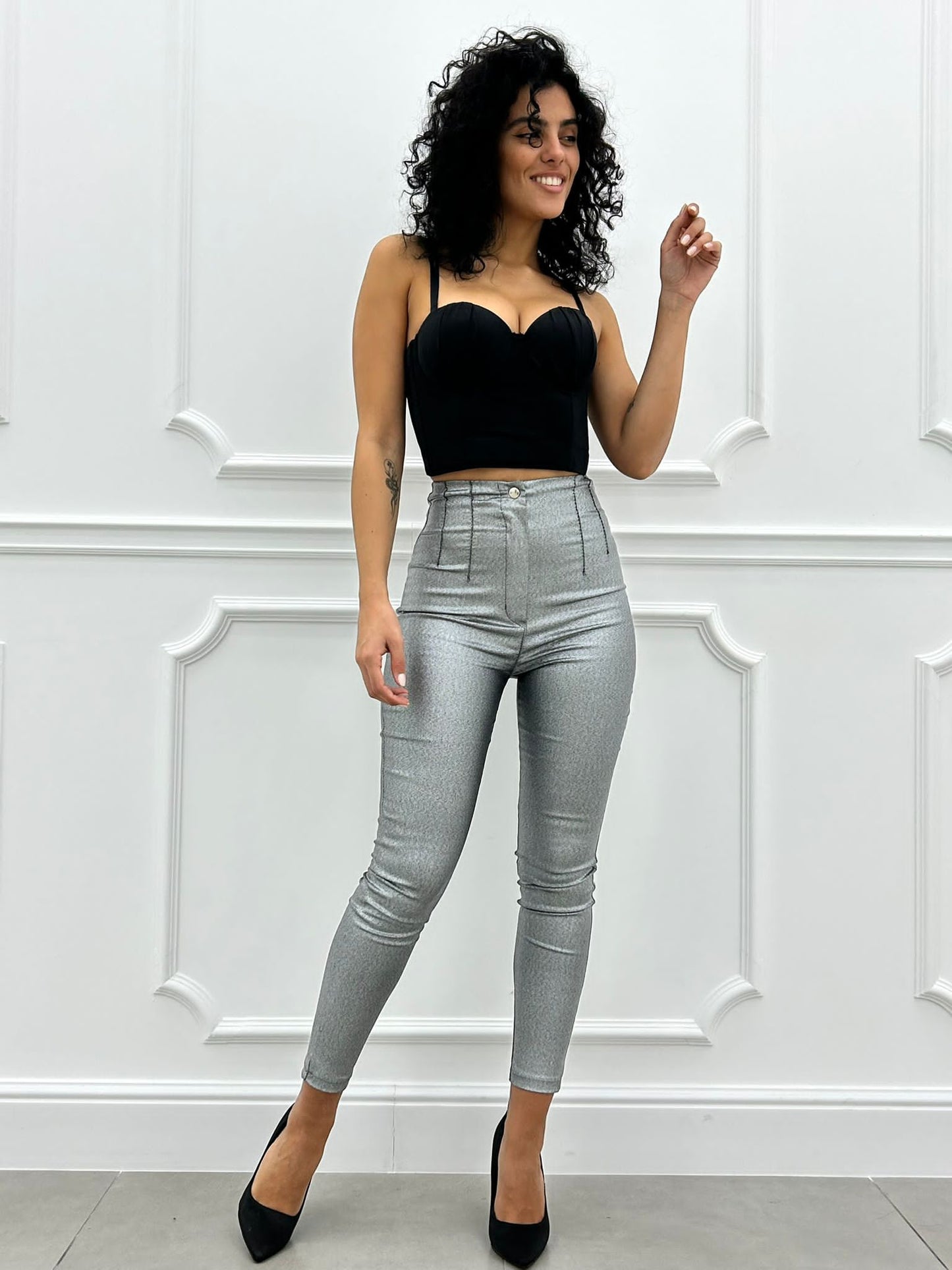 PANTALONE EFFETTO METALLIZZATO