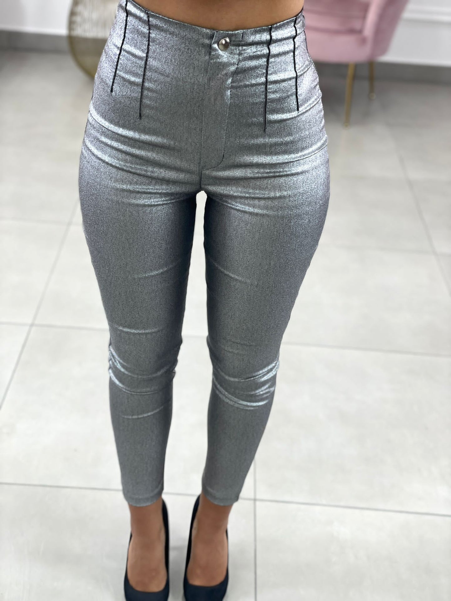 PANTALONE EFFETTO METALLIZZATO
