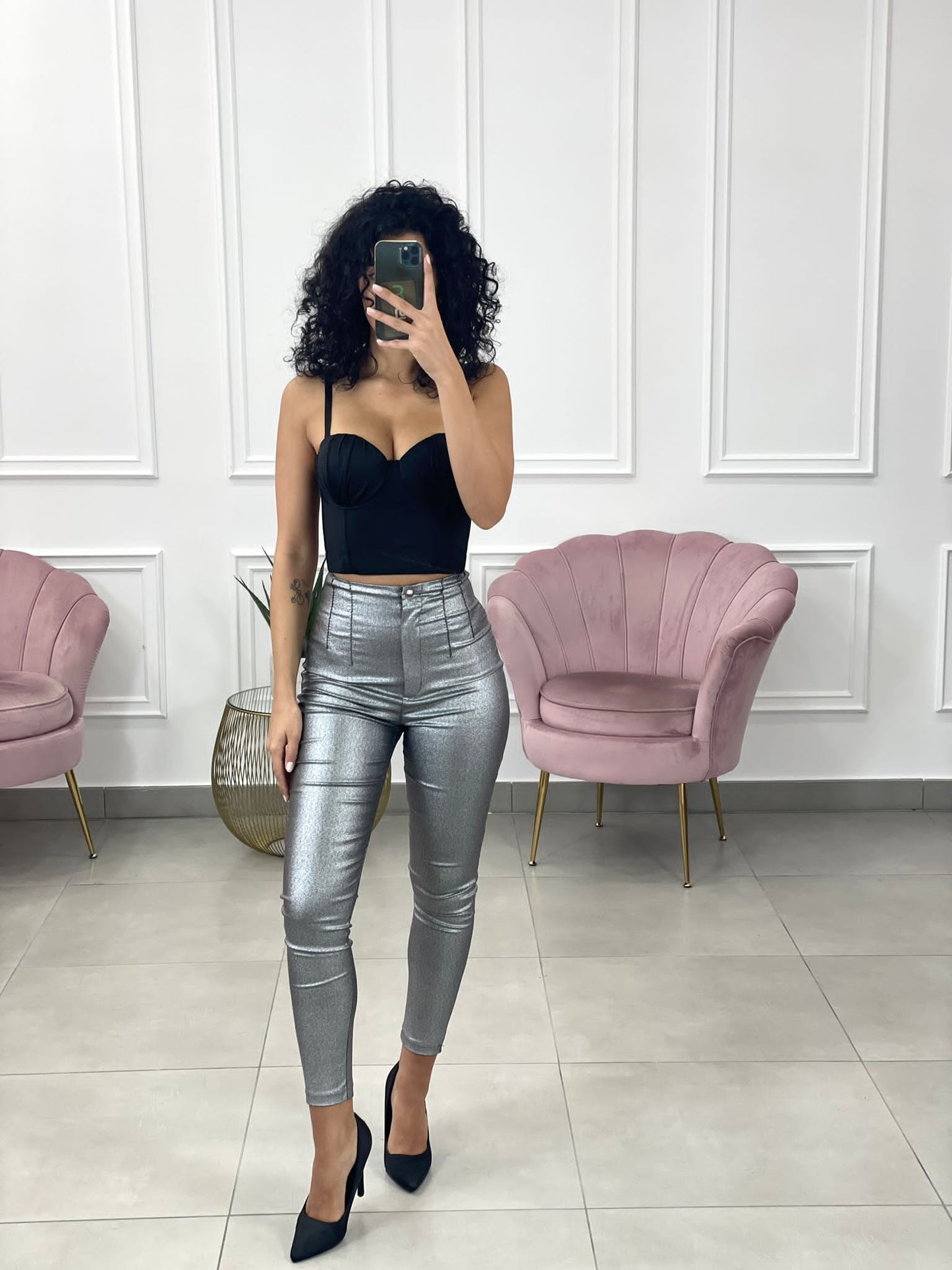 PANTALONE EFFETTO METALLIZZATO