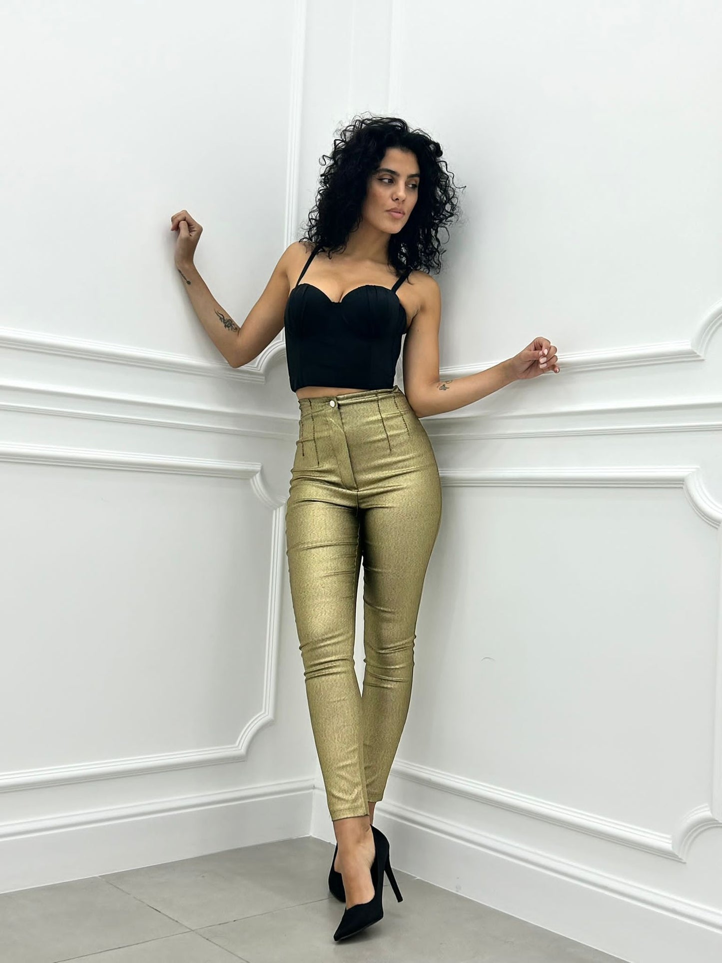 PANTALONE EFFETTO METALLIZZATO