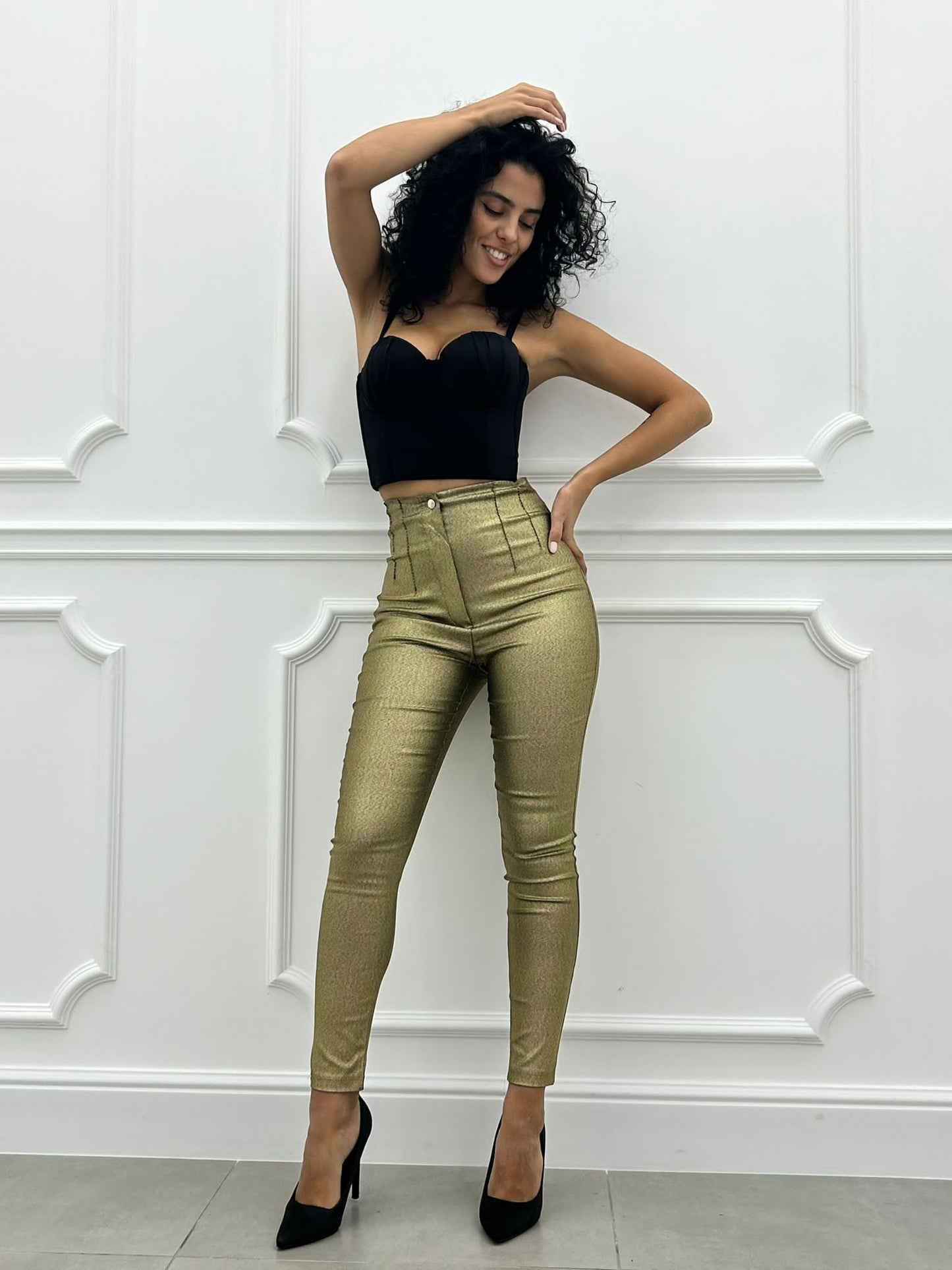 PANTALONE EFFETTO METALLIZZATO