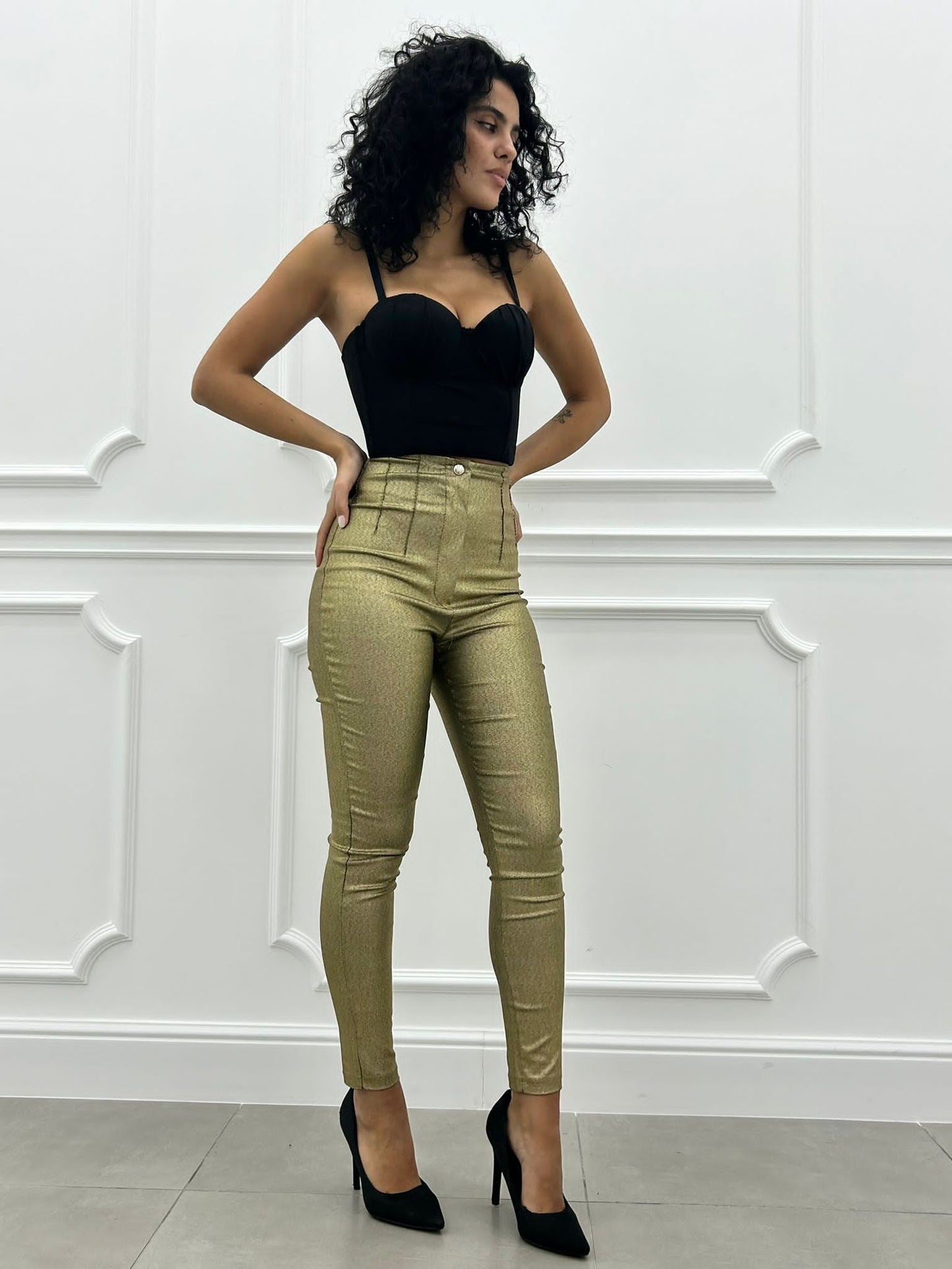 PANTALONE EFFETTO METALLIZZATO