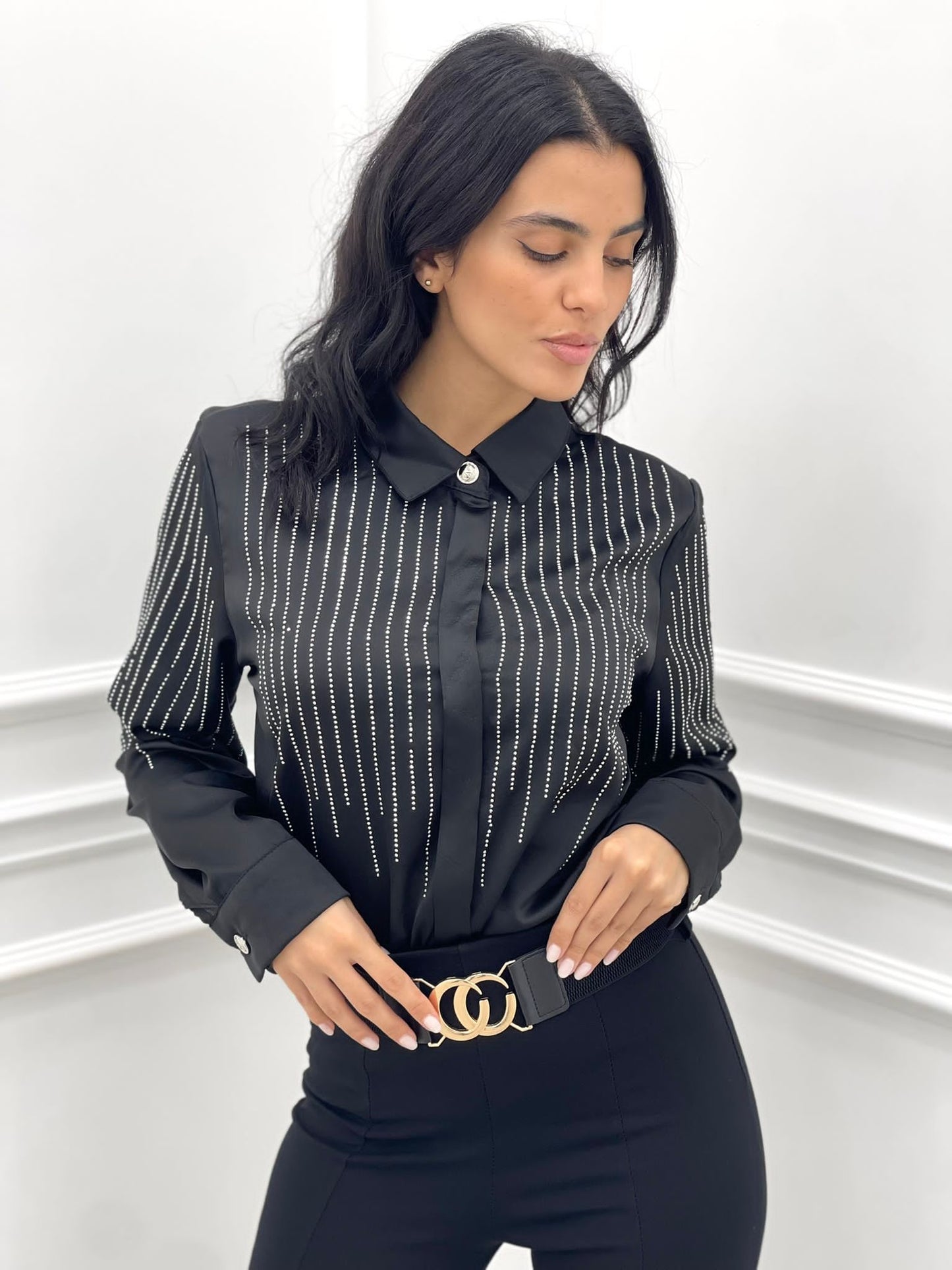 CAMICIA RASO CON STRASS