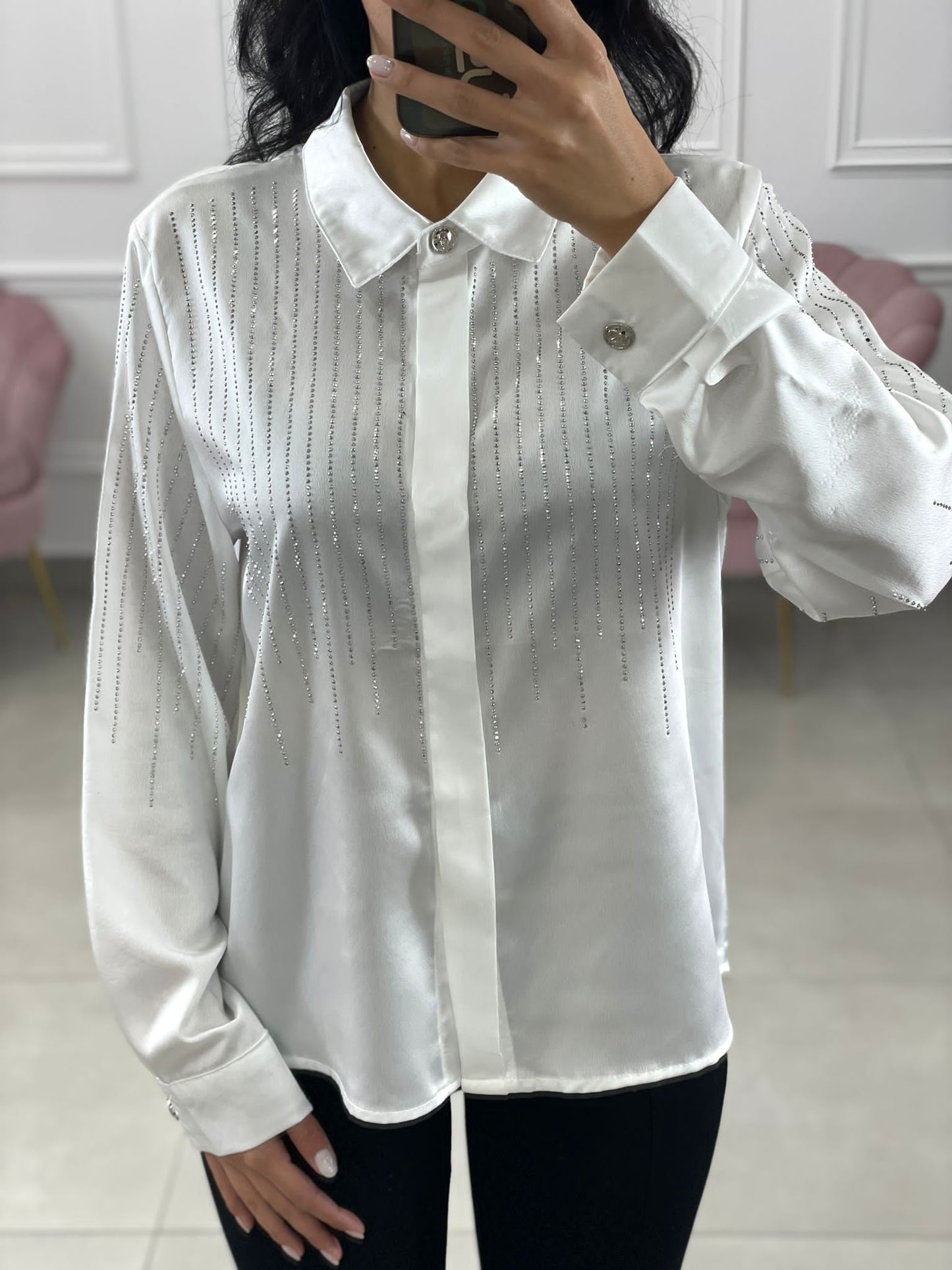 CAMICIA RASO CON STRASS