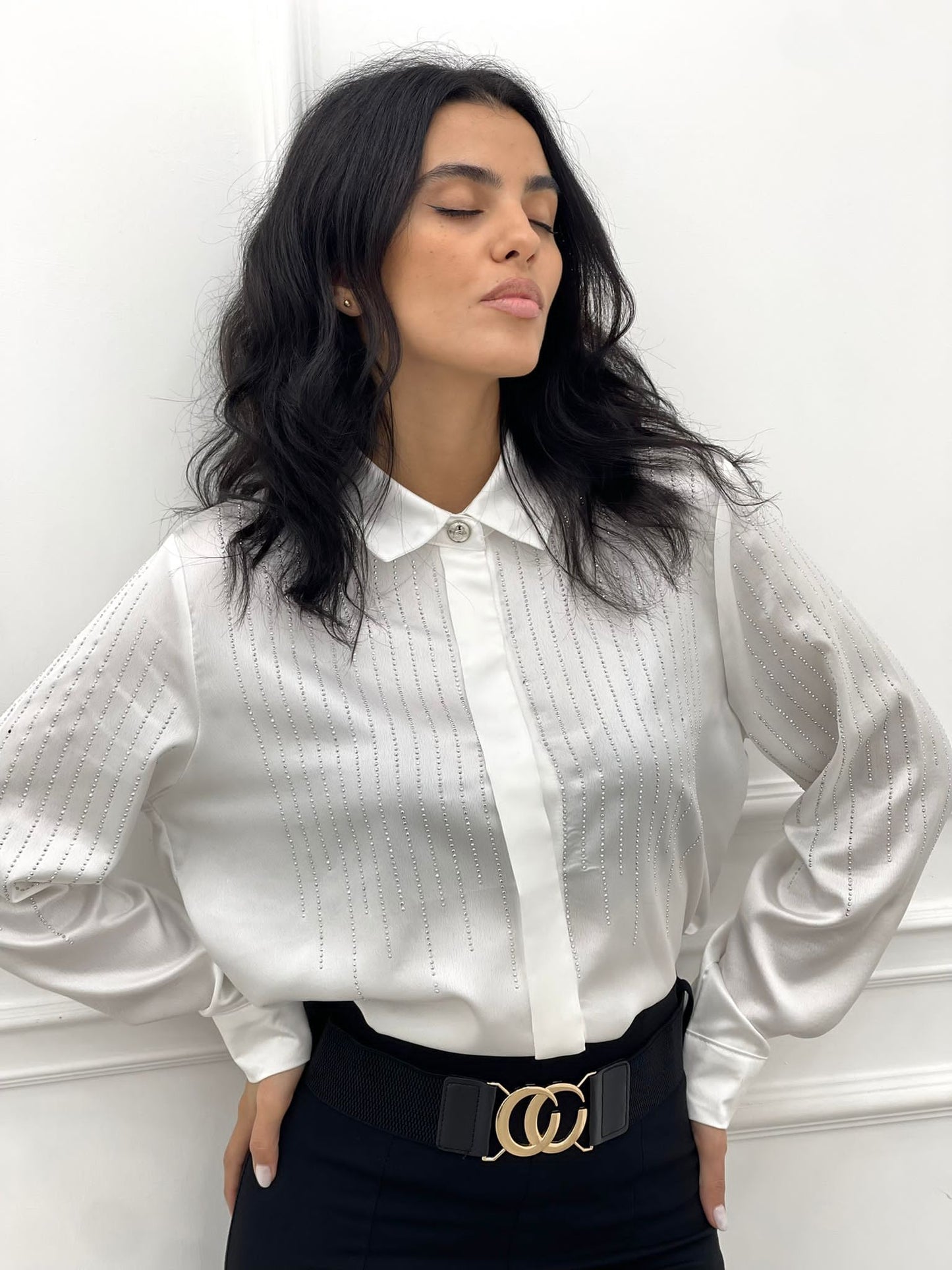 CAMICIA RASO CON STRASS