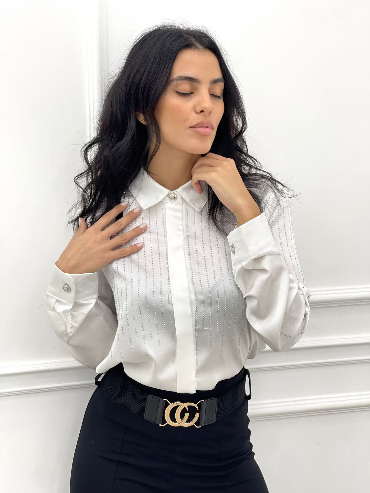 CAMICIA RASO CON STRASS