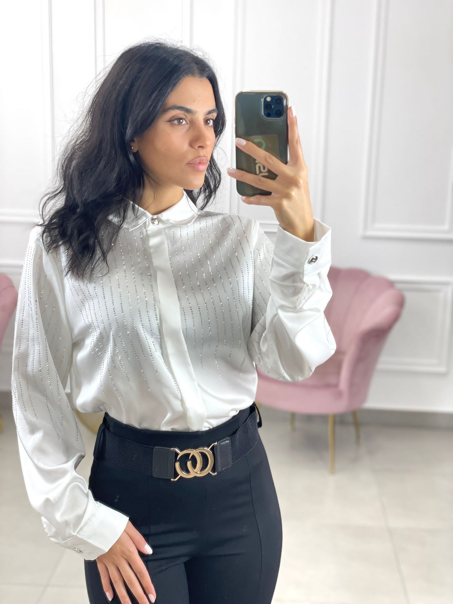 CAMICIA RASO CON STRASS