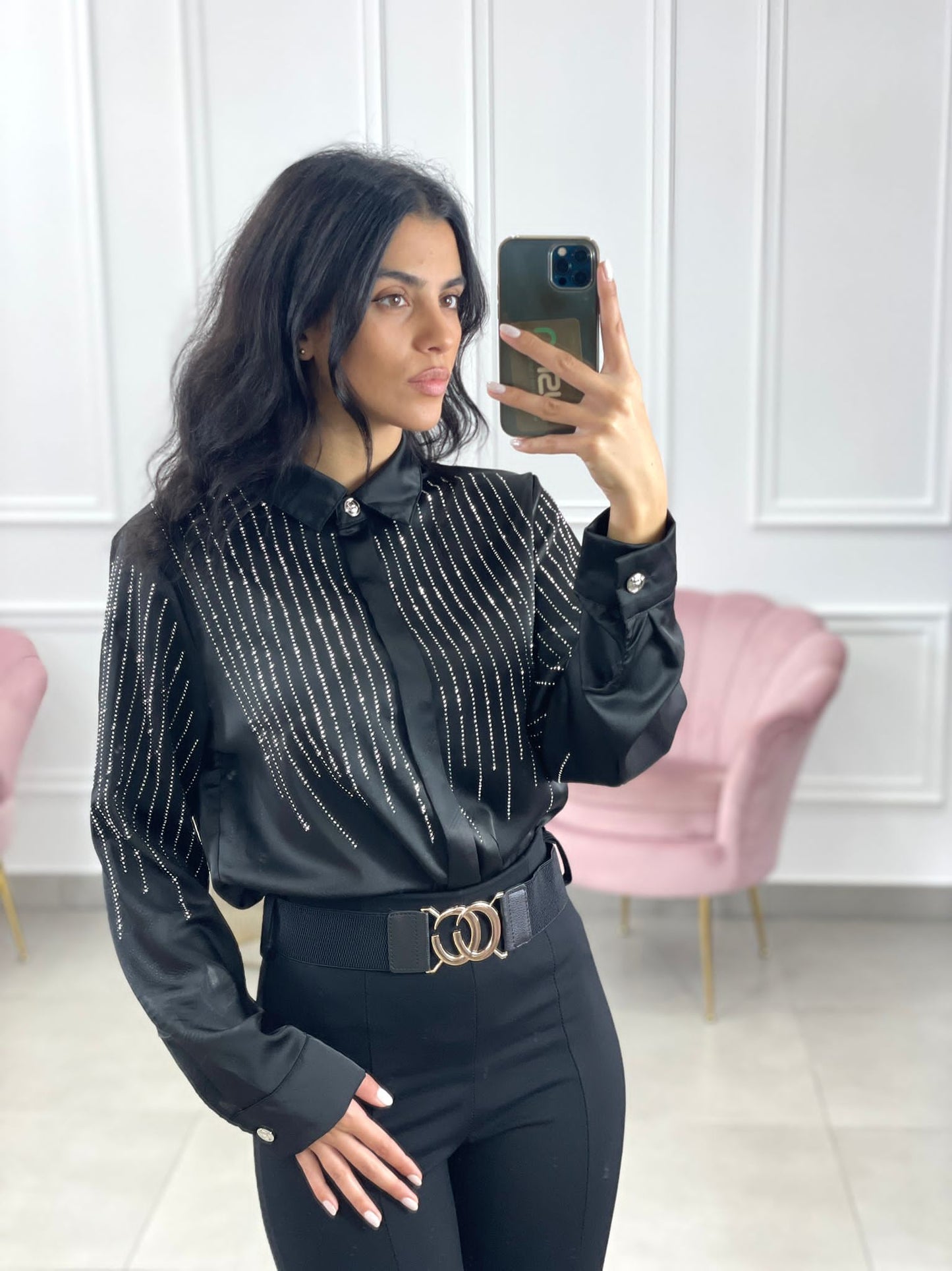 CAMICIA RASO CON STRASS