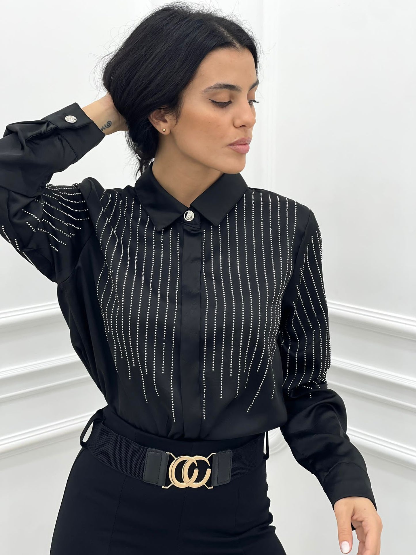 CAMICIA RASO CON STRASS