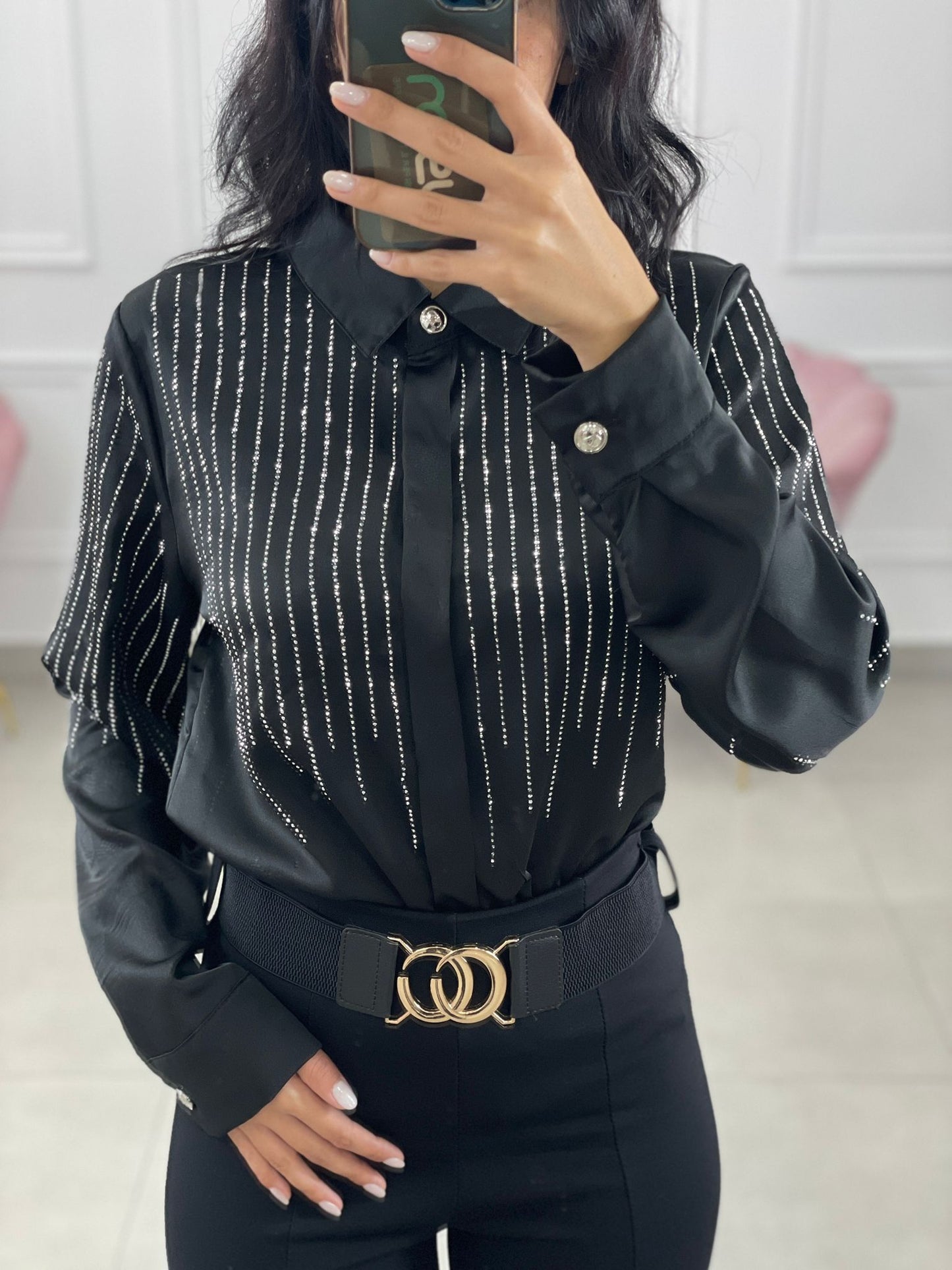 CAMICIA RASO CON STRASS