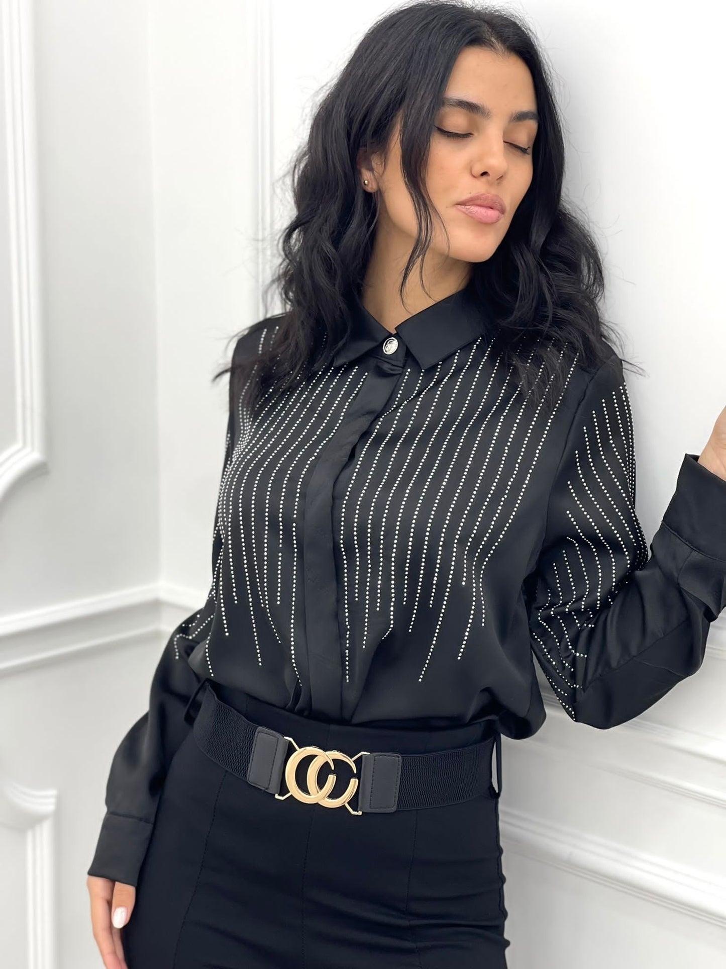 CAMICIA RASO CON STRASS