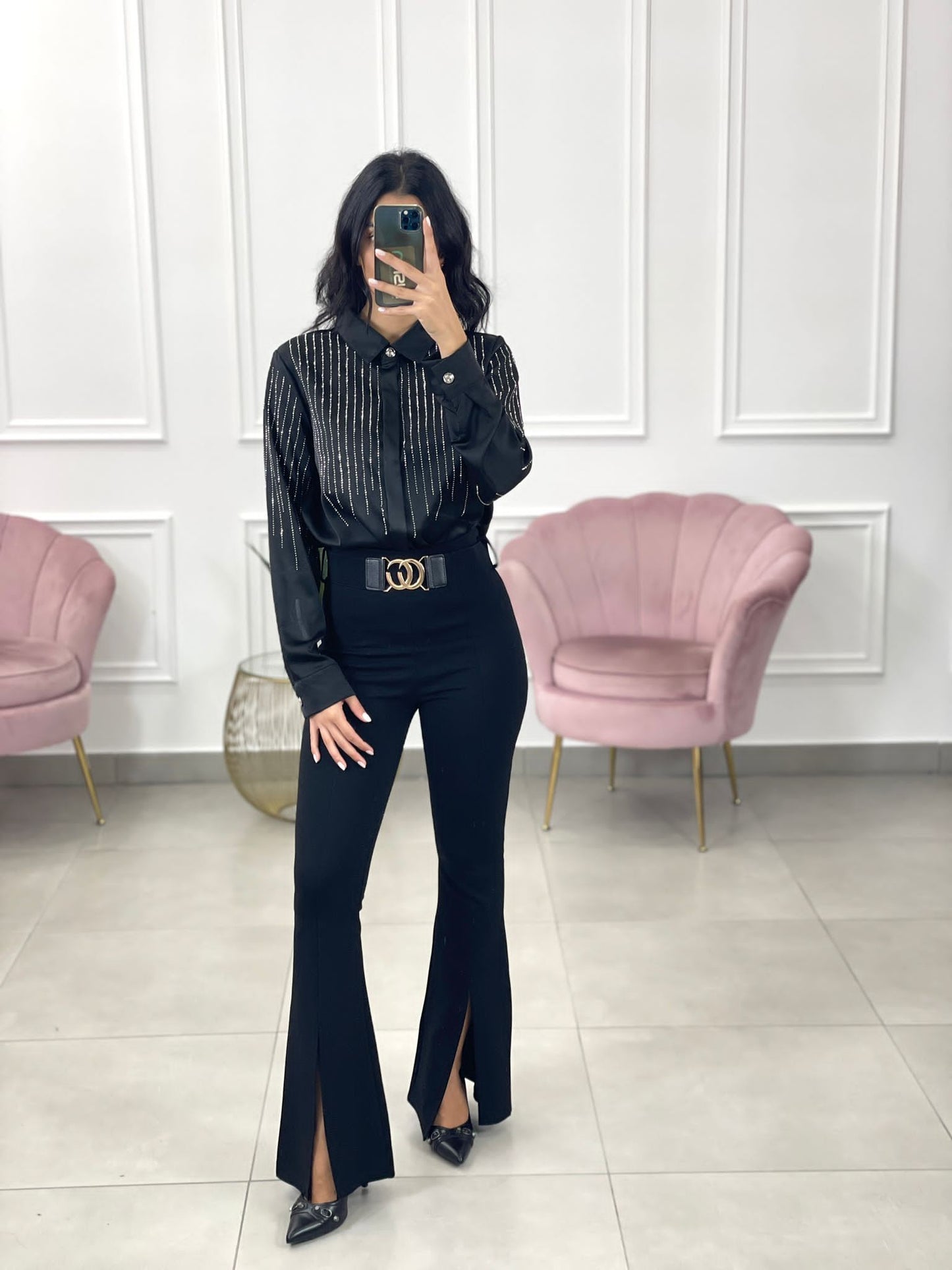 CAMICIA RASO CON STRASS