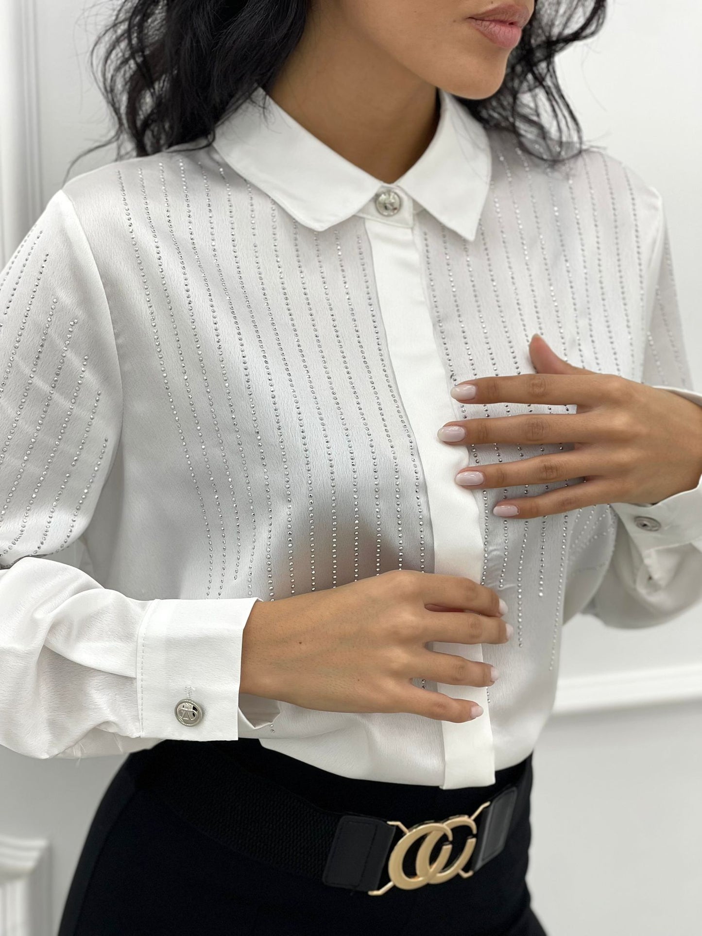 CAMICIA RASO CON STRASS
