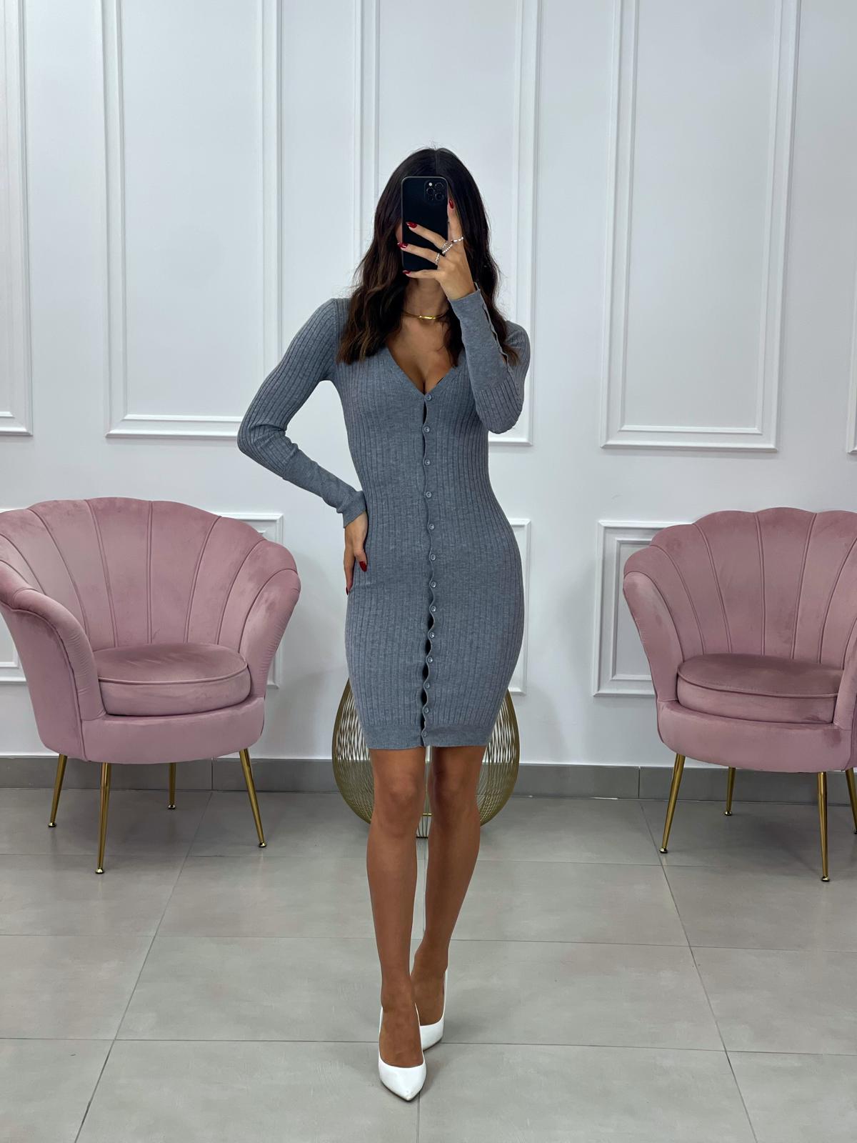 VESTITO TUBINO SCOLLO PUNTA CON BOTTONI