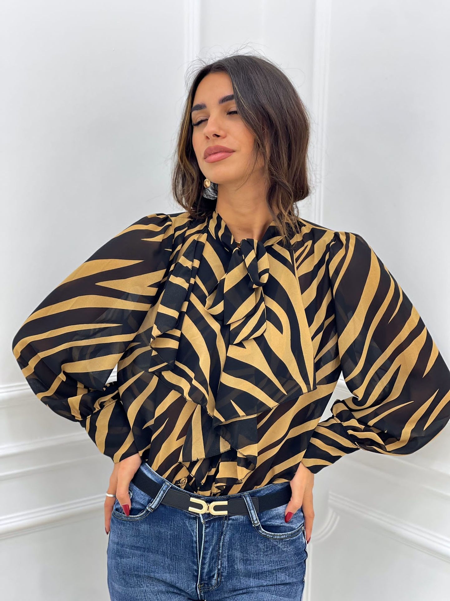 CAMICIA GEORGETTE CON ROUCHE