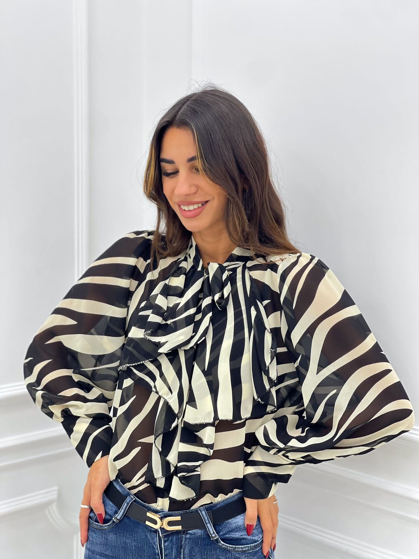 CAMICIA GEORGETTE CON ROUCHE