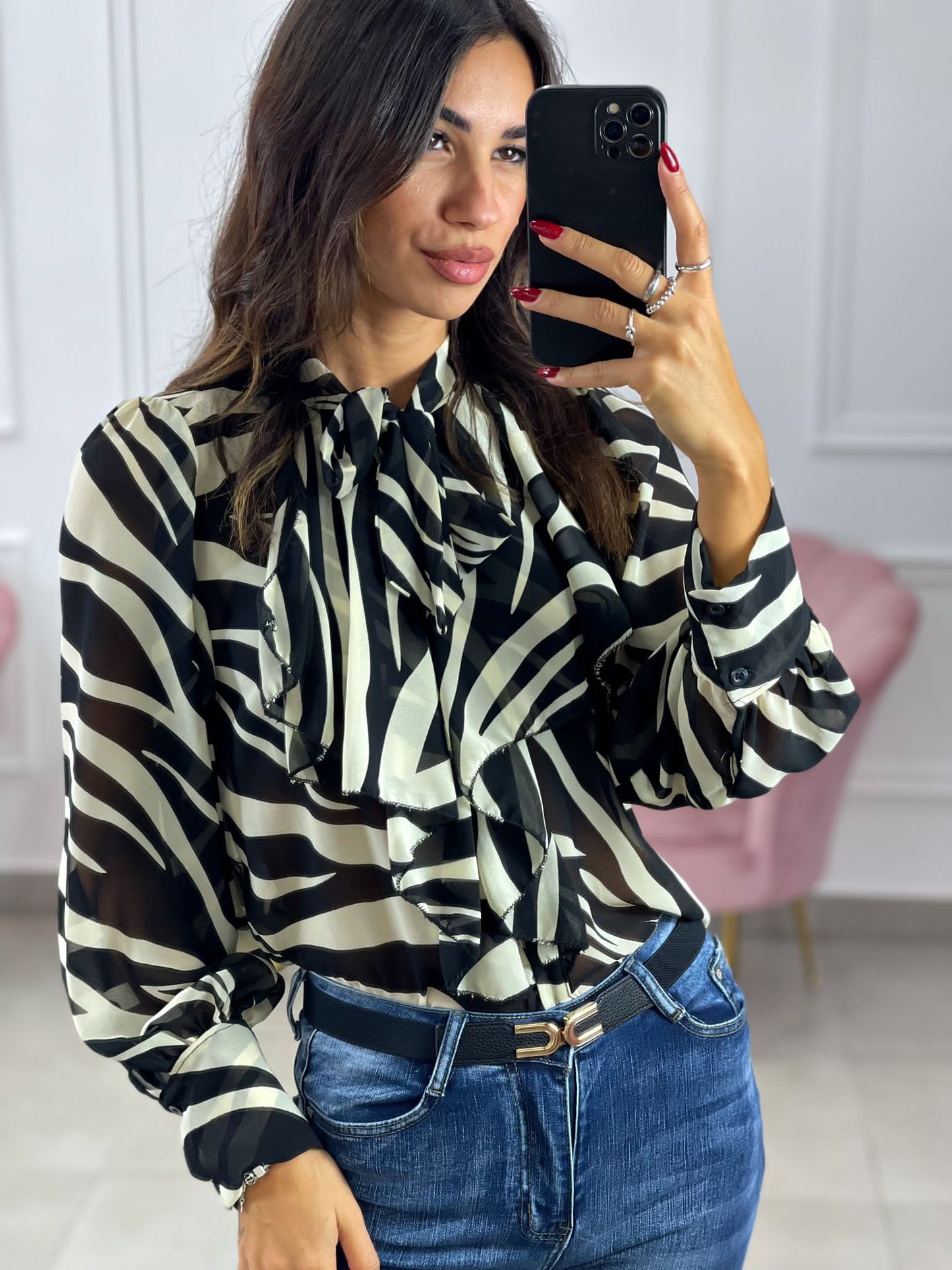 CAMICIA GEORGETTE CON ROUCHE