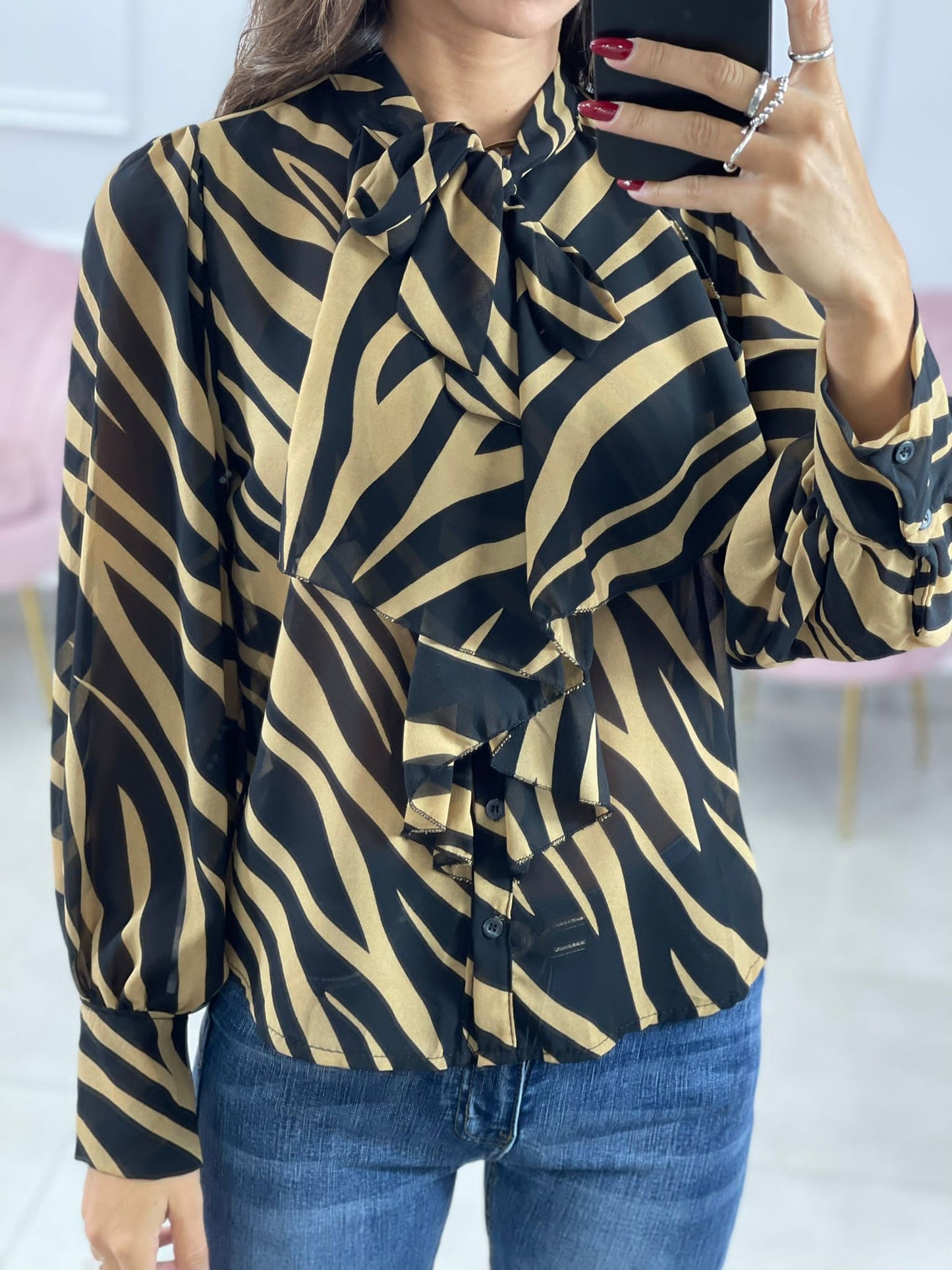 CAMICIA GEORGETTE CON ROUCHE