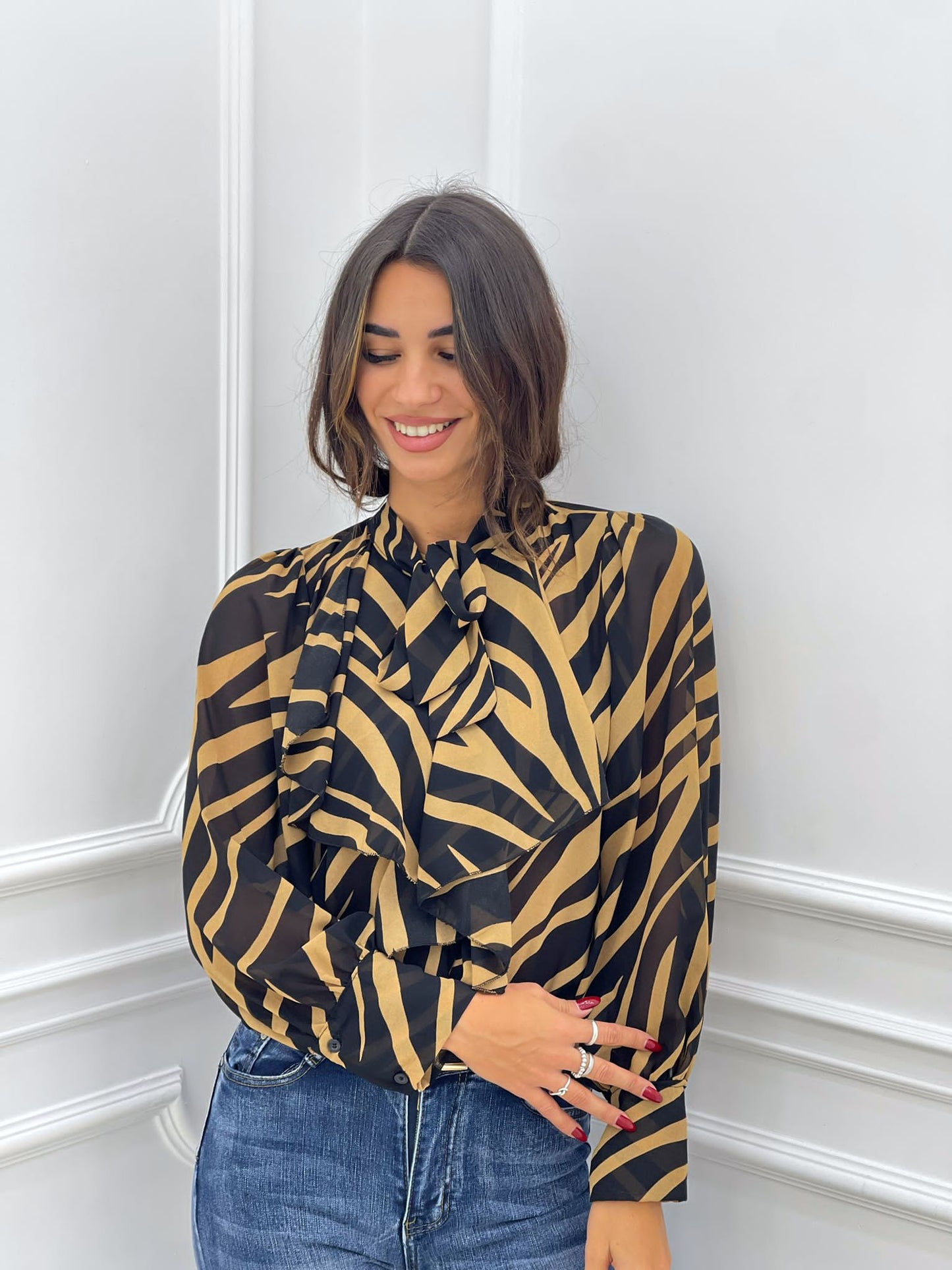CAMICIA GEORGETTE CON ROUCHE