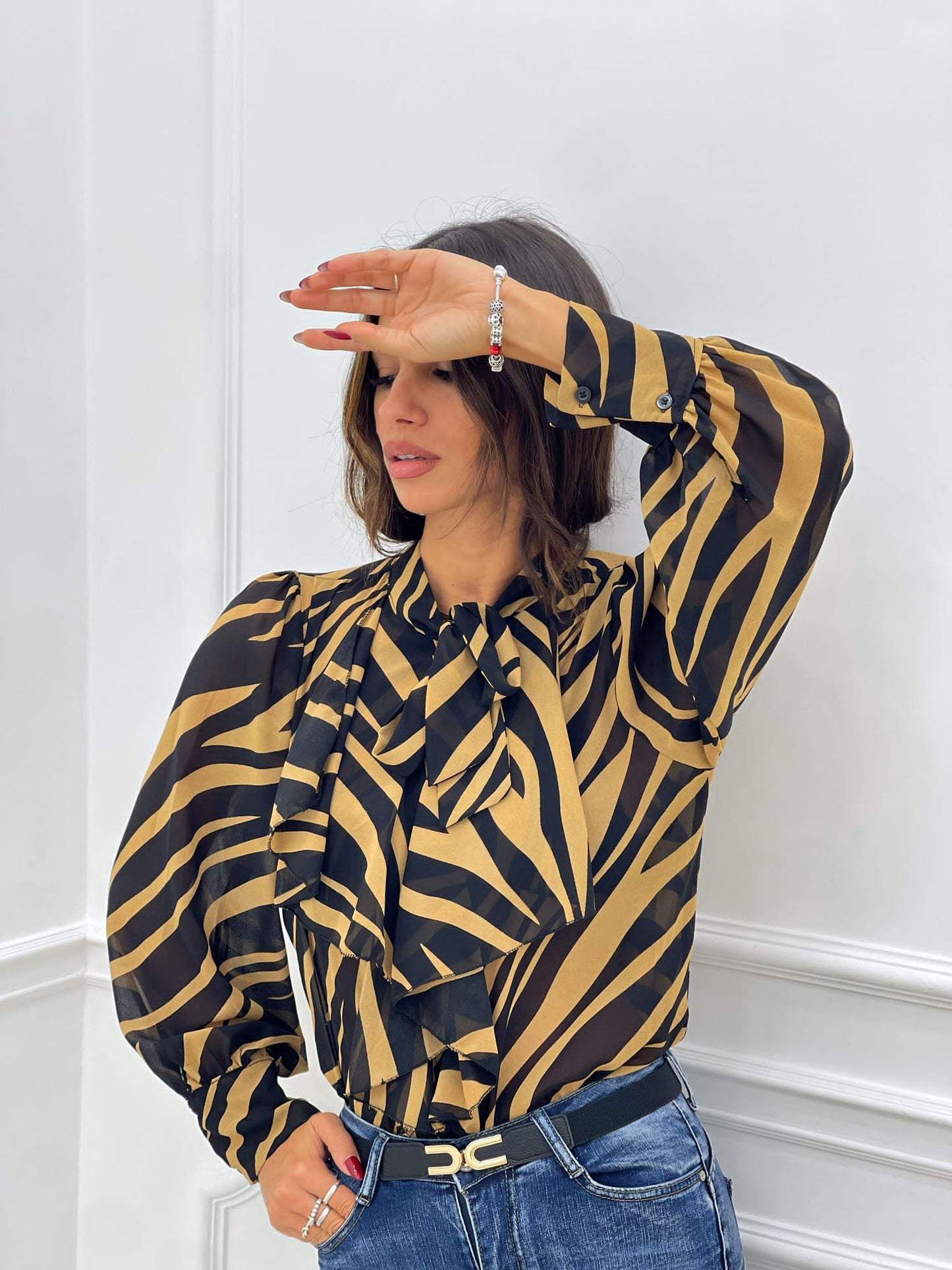 CAMICIA GEORGETTE CON ROUCHE