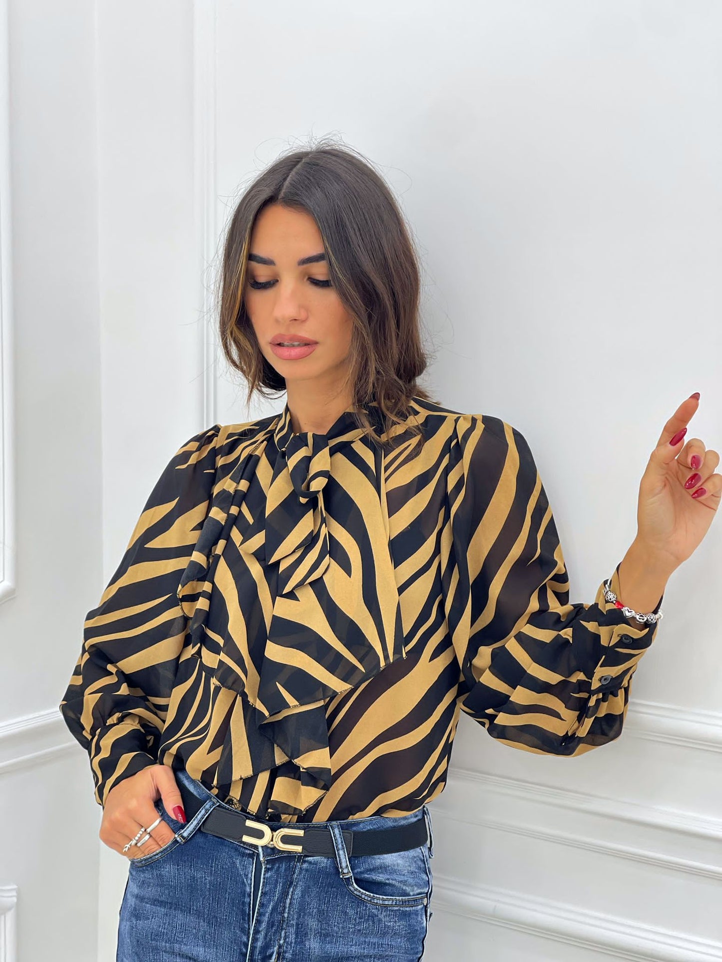 CAMICIA GEORGETTE CON ROUCHE