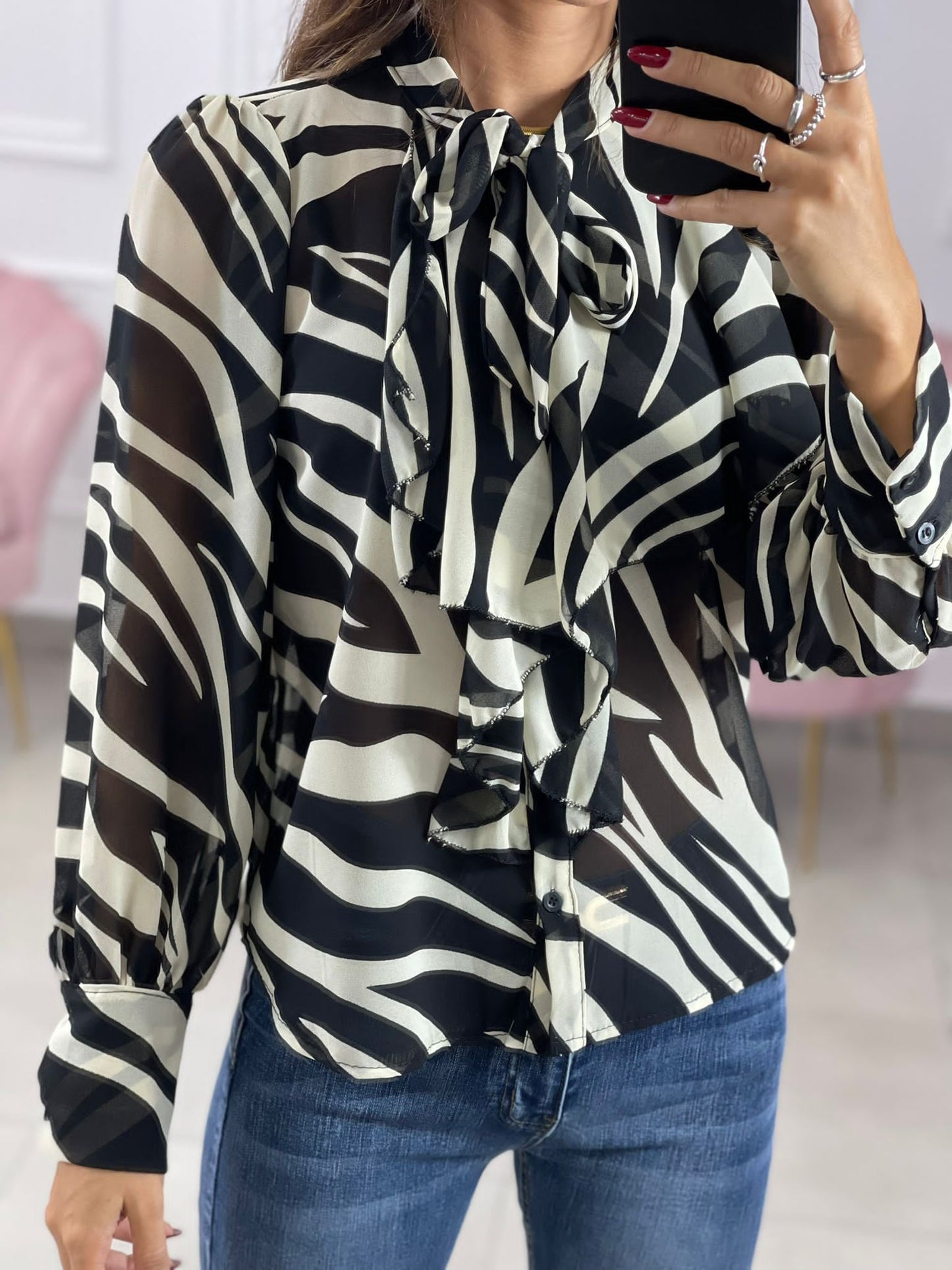 CAMICIA GEORGETTE CON ROUCHE