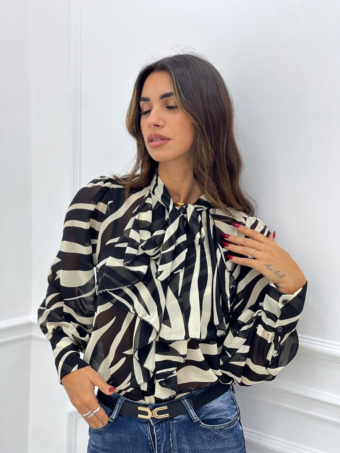 CAMICIA GEORGETTE CON ROUCHE