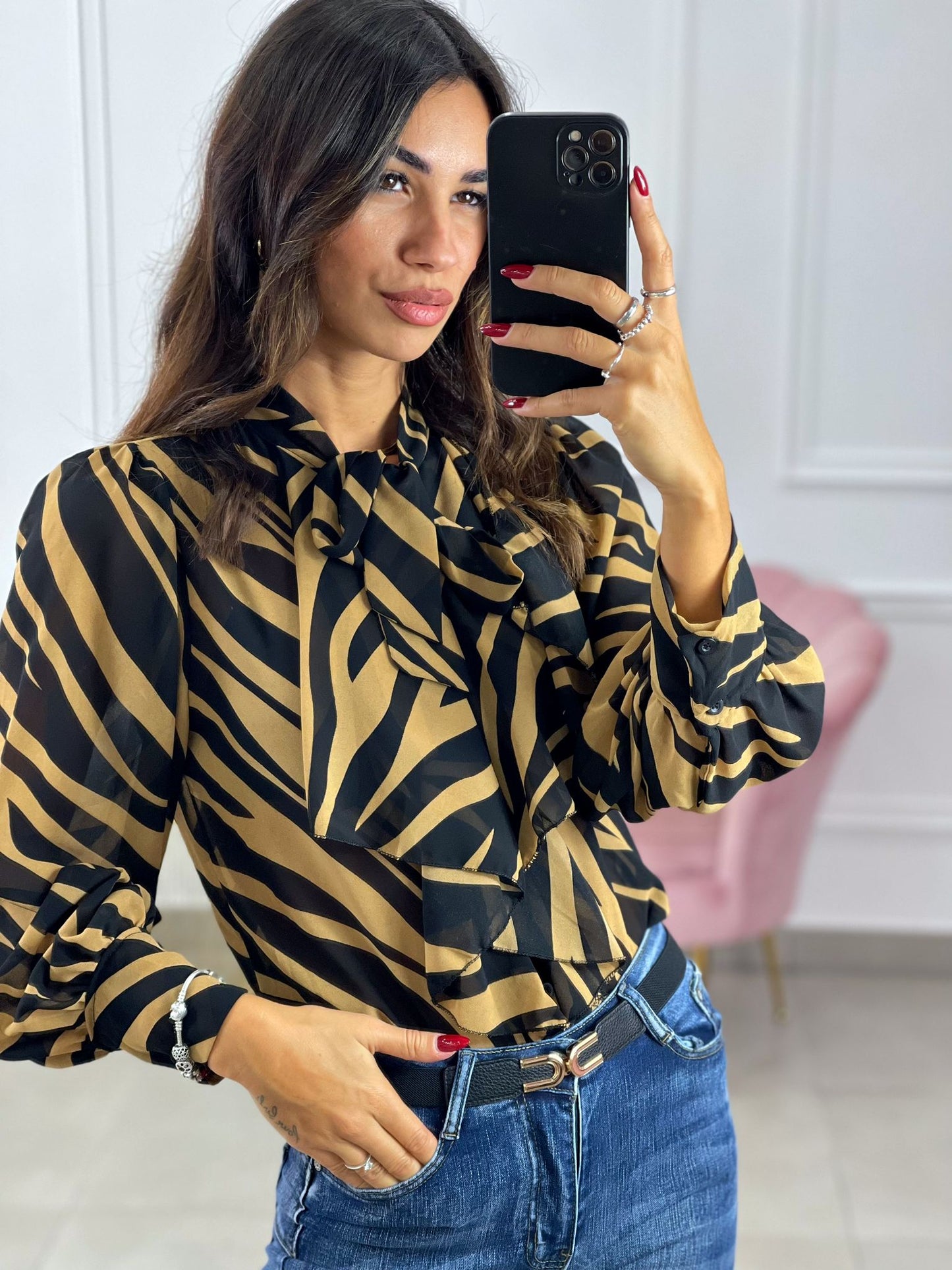 CAMICIA GEORGETTE CON ROUCHE
