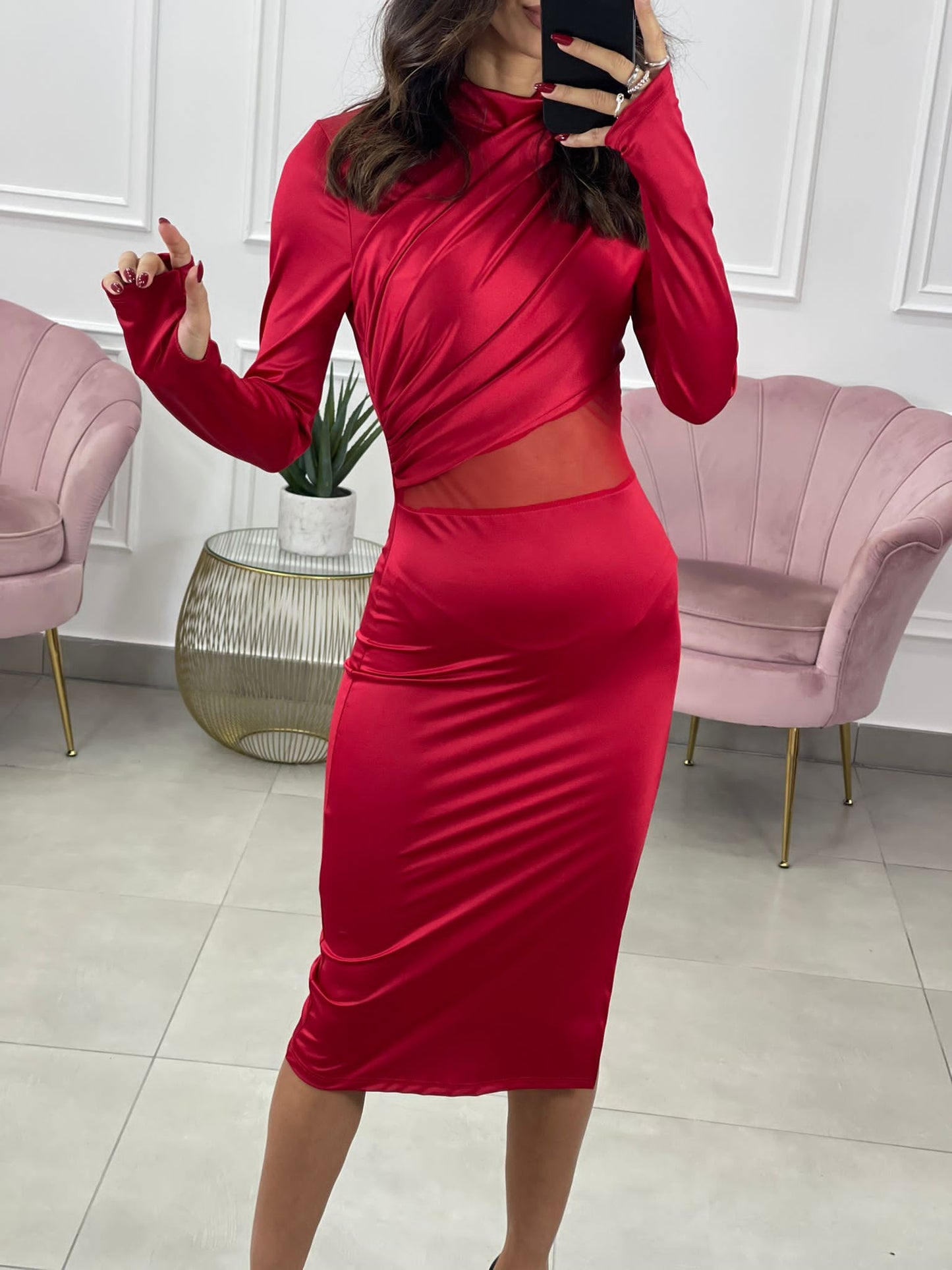 VESTITO RASO CON TRASPARENZA