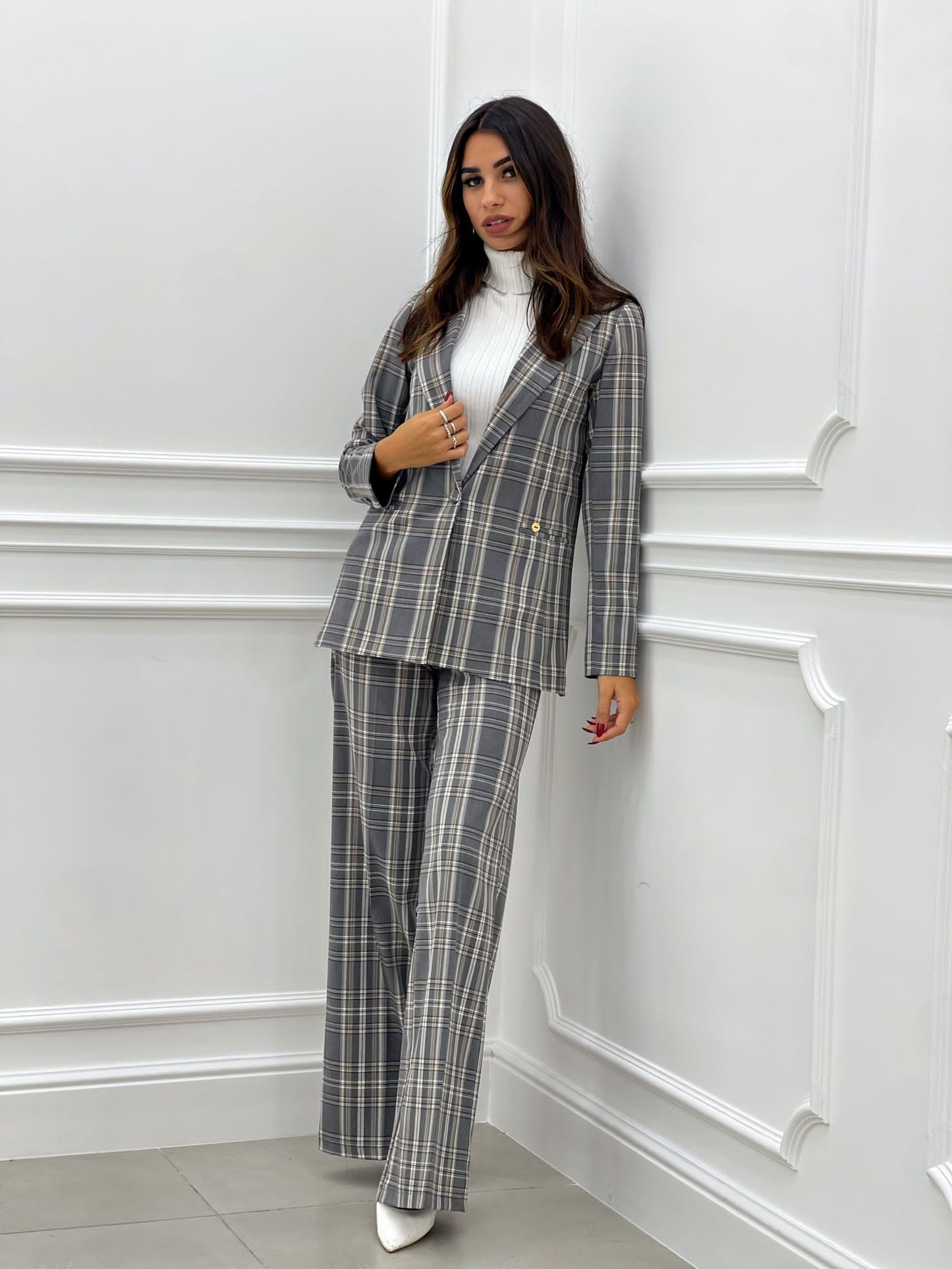 PANTALONE PALAZZO QUADRI TOP QUALITY