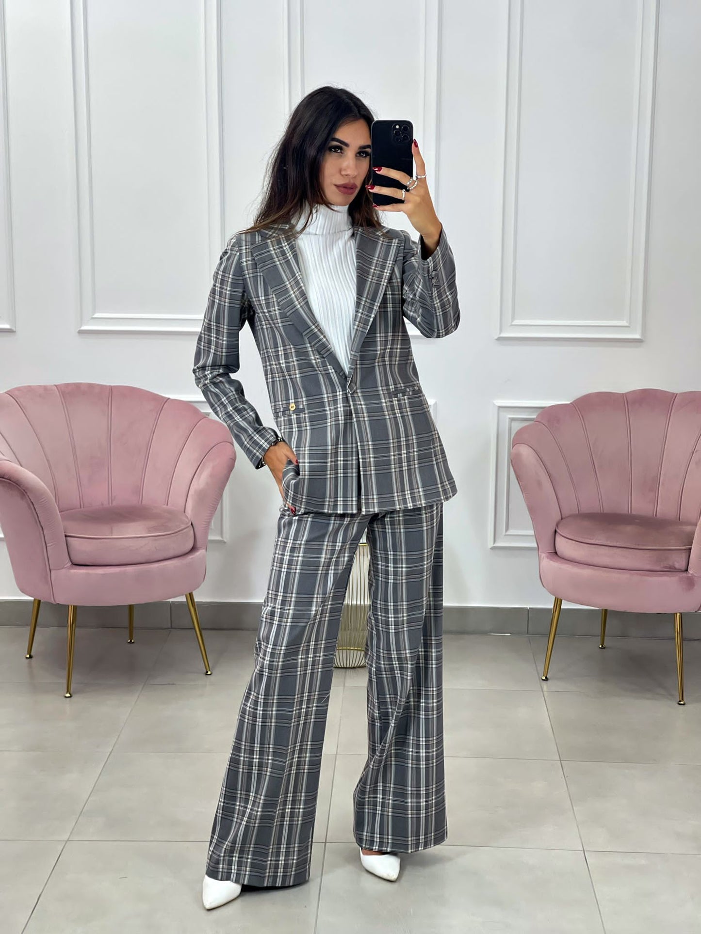 PANTALONE PALAZZO QUADRI TOP QUALITY