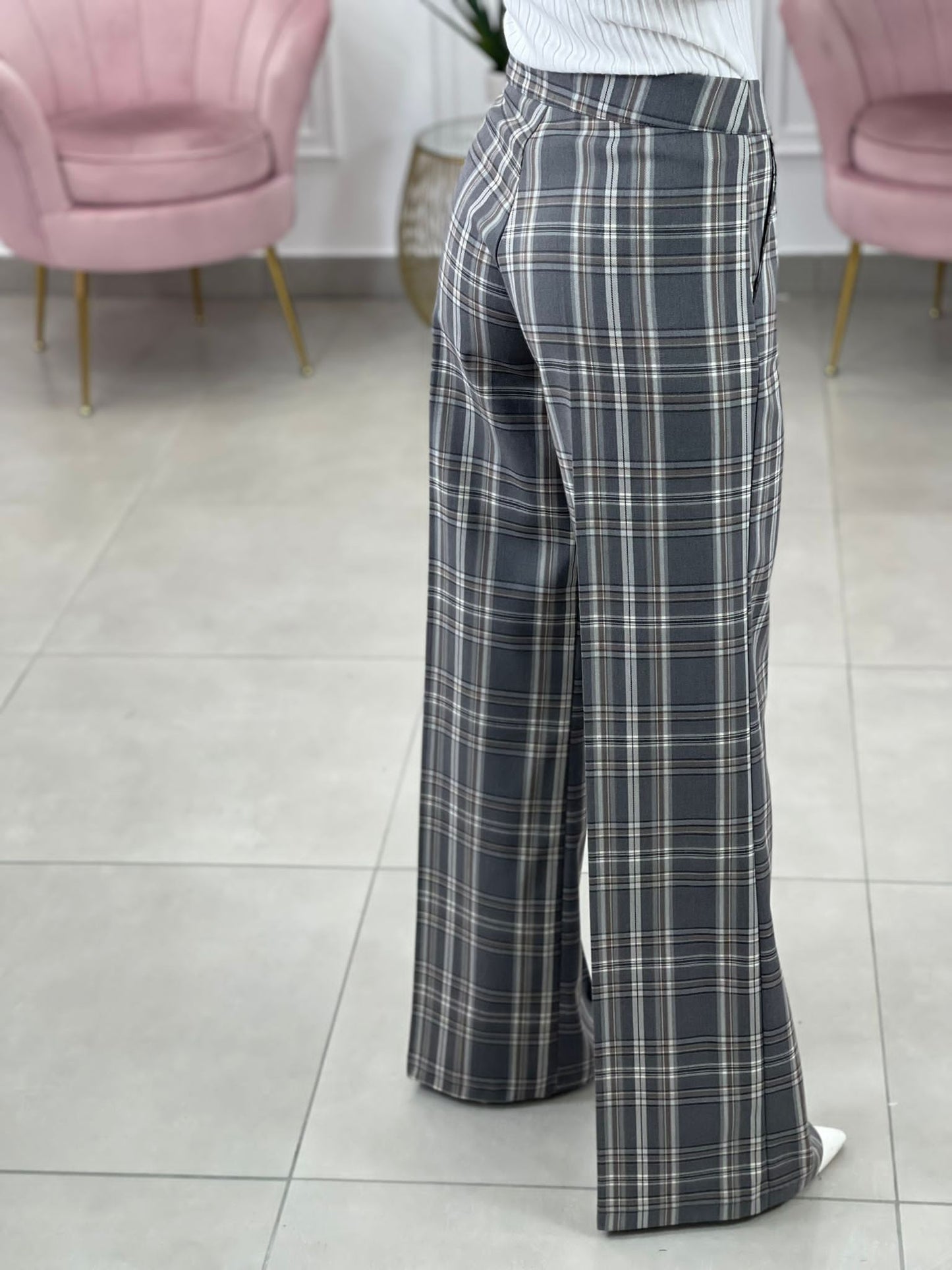 PANTALONE PALAZZO QUADRI TOP QUALITY