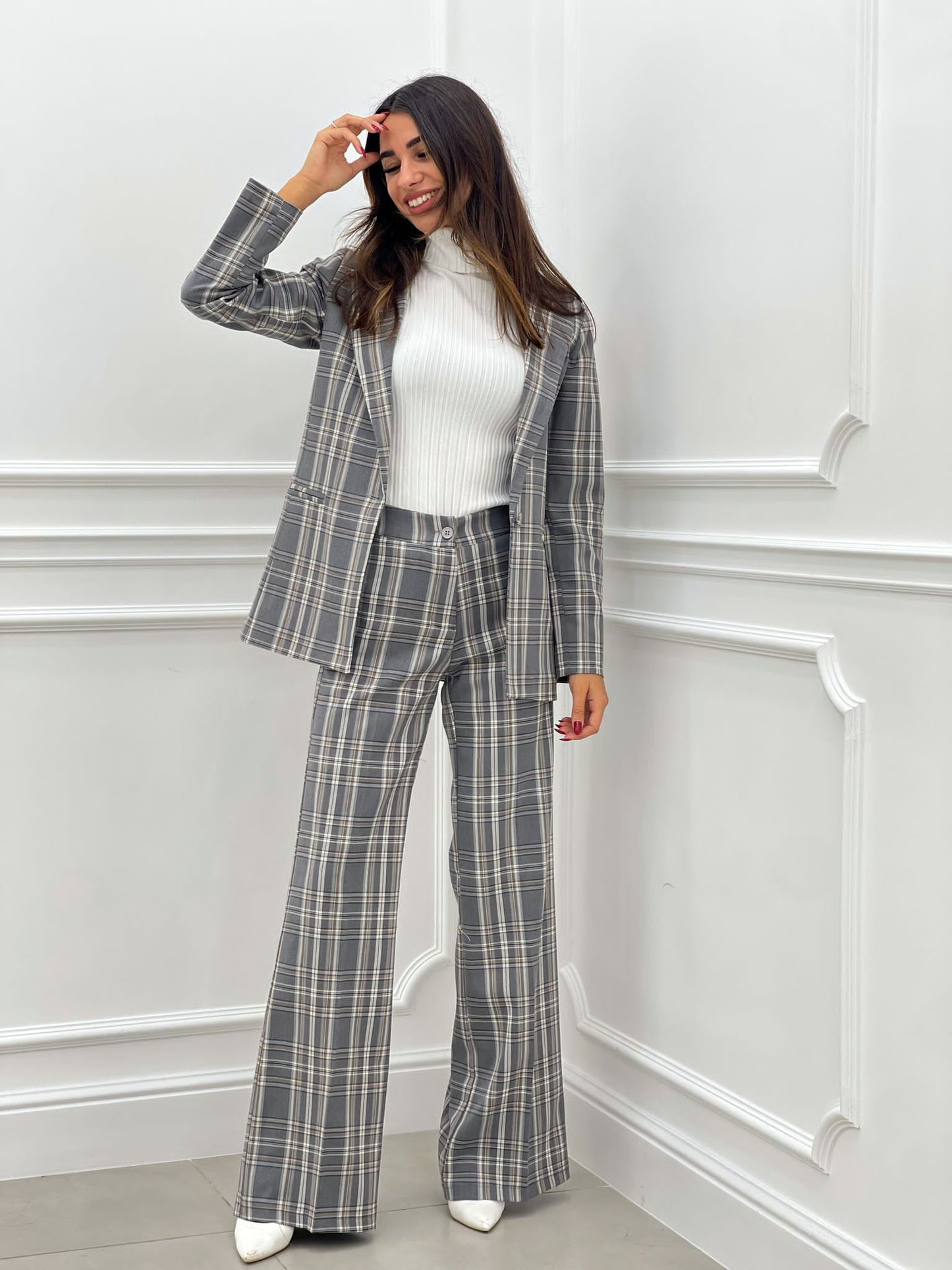 PANTALONE PALAZZO QUADRI TOP QUALITY